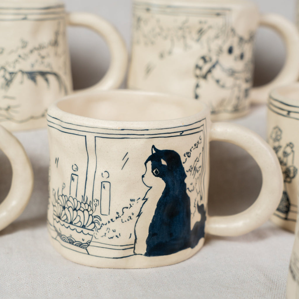 Cute Cat Coffee Mugs Handpainted 330Ml Cat Mug Cartoon Mug Cat Mug Great Mother's Day gift birthday gift Housewarming gift Housewarming Gift