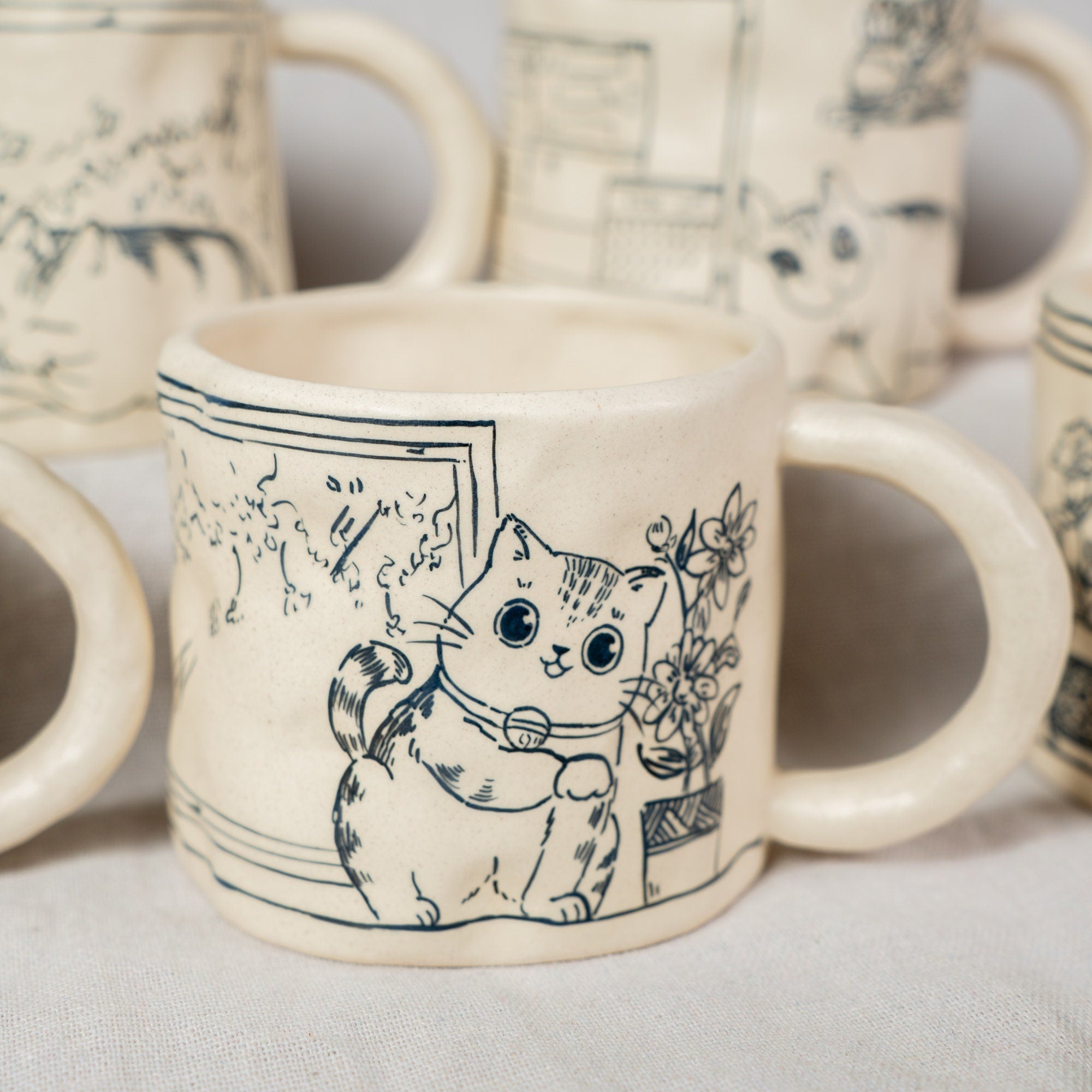 Cute Cat Coffee Mugs Handpainted 330Ml Cat Mug Cartoon Mug Cat Mug Great Mother's Day gift birthday gift Housewarming gift Housewarming Gift