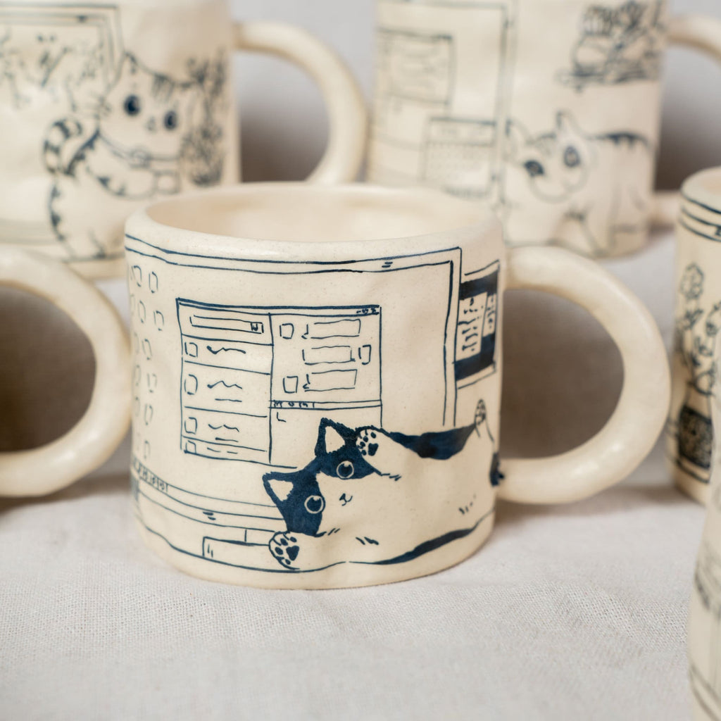 Cute Cat Coffee Mugs Handpainted 330Ml Cat Mug Cartoon Mug Cat Mug Great Mother's Day gift birthday gift Housewarming gift Housewarming Gift