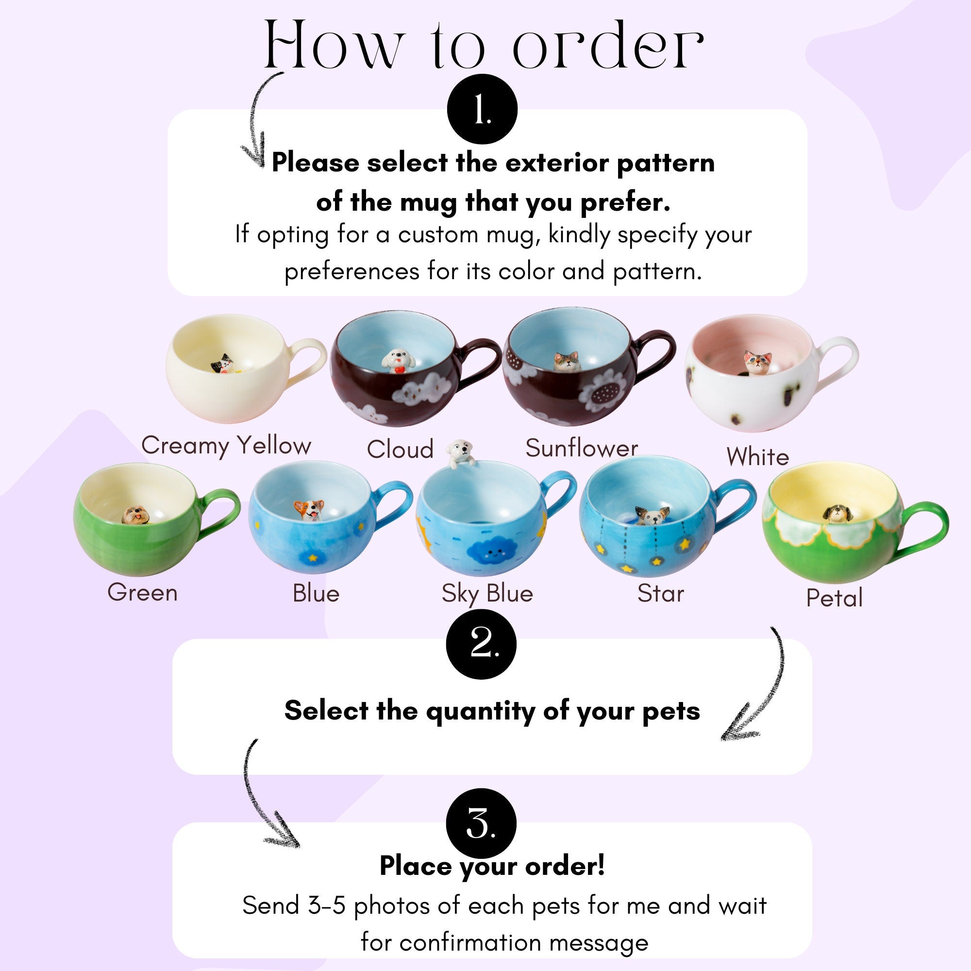 Custom Great Pet Handmade Coffee Mug Personalized Cat Mug Birthday Gift for Pet Owner Family Gift Cute Dog Puppy Cappuccino Mug Hidden Cup