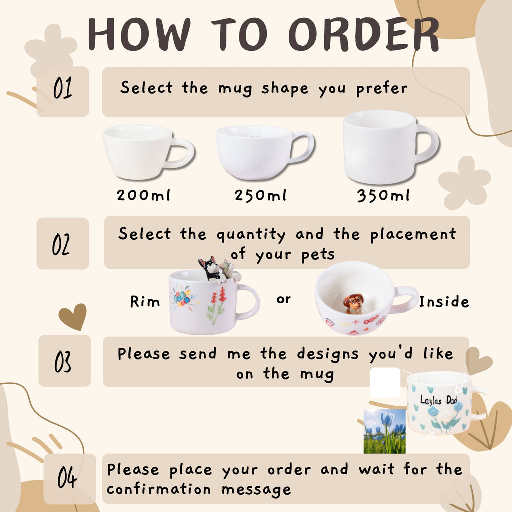 Personlaized Pet Mug Custom Your idea Handmade Coffee Mug Birthday Gift for Pet Owner Family Gift Cute Dog  Cappuccino Mug Hidden Animal Cup