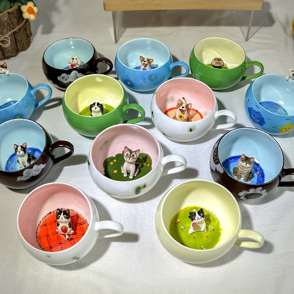 Custom Great Pet Handmade Coffee Mug Personalized Cat Mug Birthday Gift for Pet Owner Family Gift Cute Dog Puppy Cappuccino Mug Hidden Cup