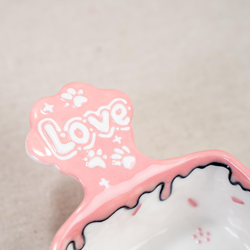 Party Cat Ceramic Kitchenware Collection: Pink Rind Dish/Jewelry Dish/Snack Bowl/Ice Cream Bowl, Black Kitty Small Coffee Mug, Handmade Gift