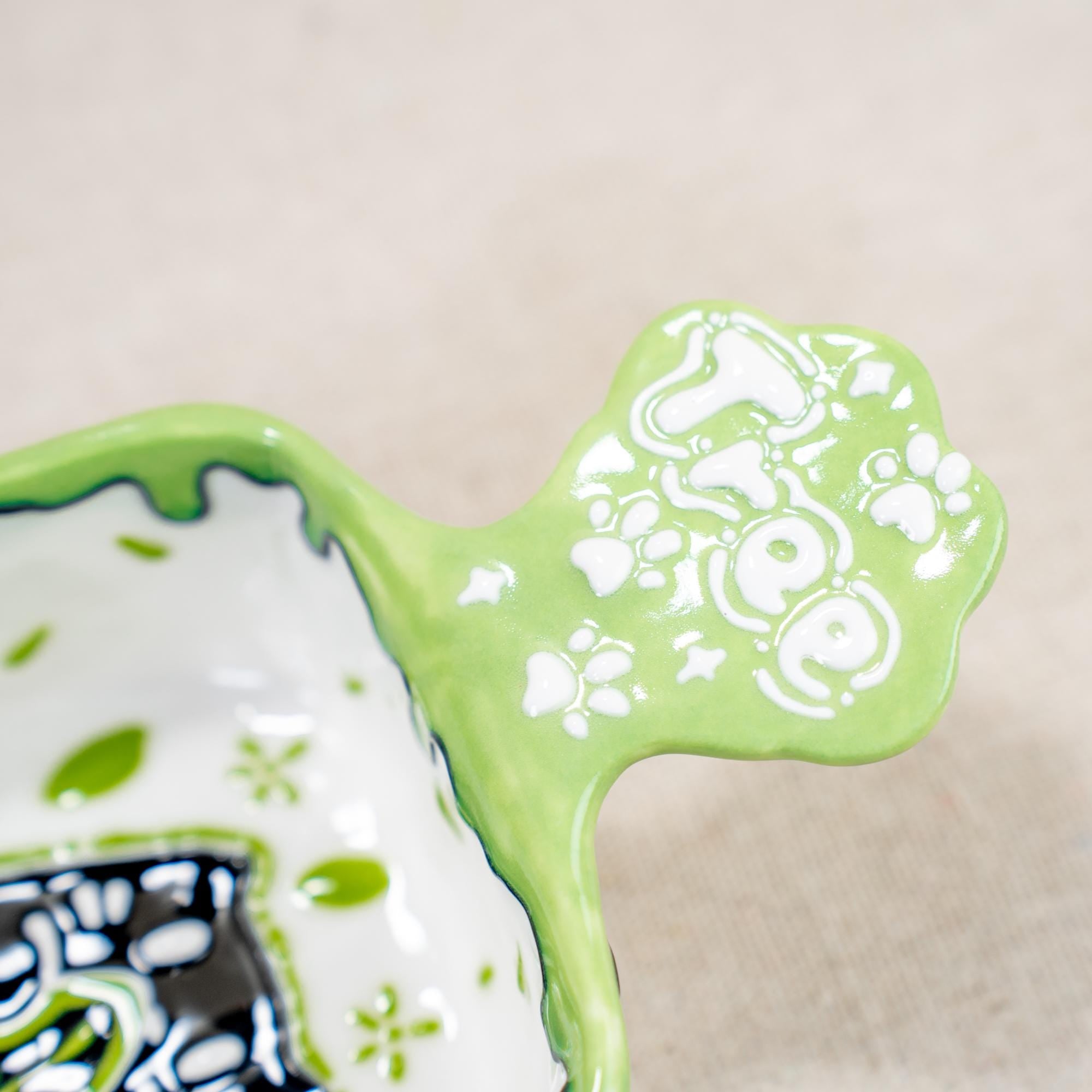Playful Drip Glaze Cat Dishes - Unique Handmade Ceramic Mini Bowls for Sauces, Snacks, and More in Cheerful Green/Pink/Blue, Pet Lover Gift