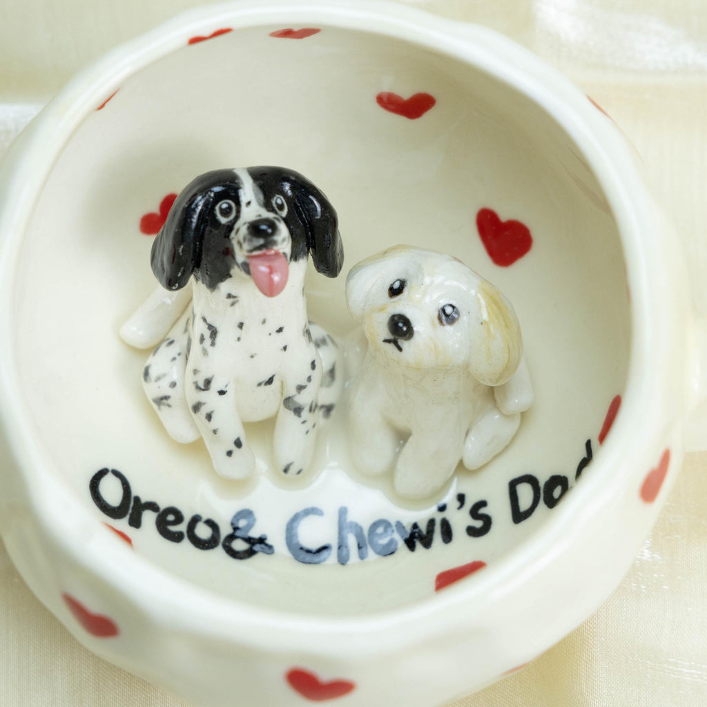 Custom Cute Pet Mug Handmade Personlized Pet inside Cute Paw Mug Handpainted Red Hearts Dog Mug Great Memorial  Gift for Cat Lover Y2K