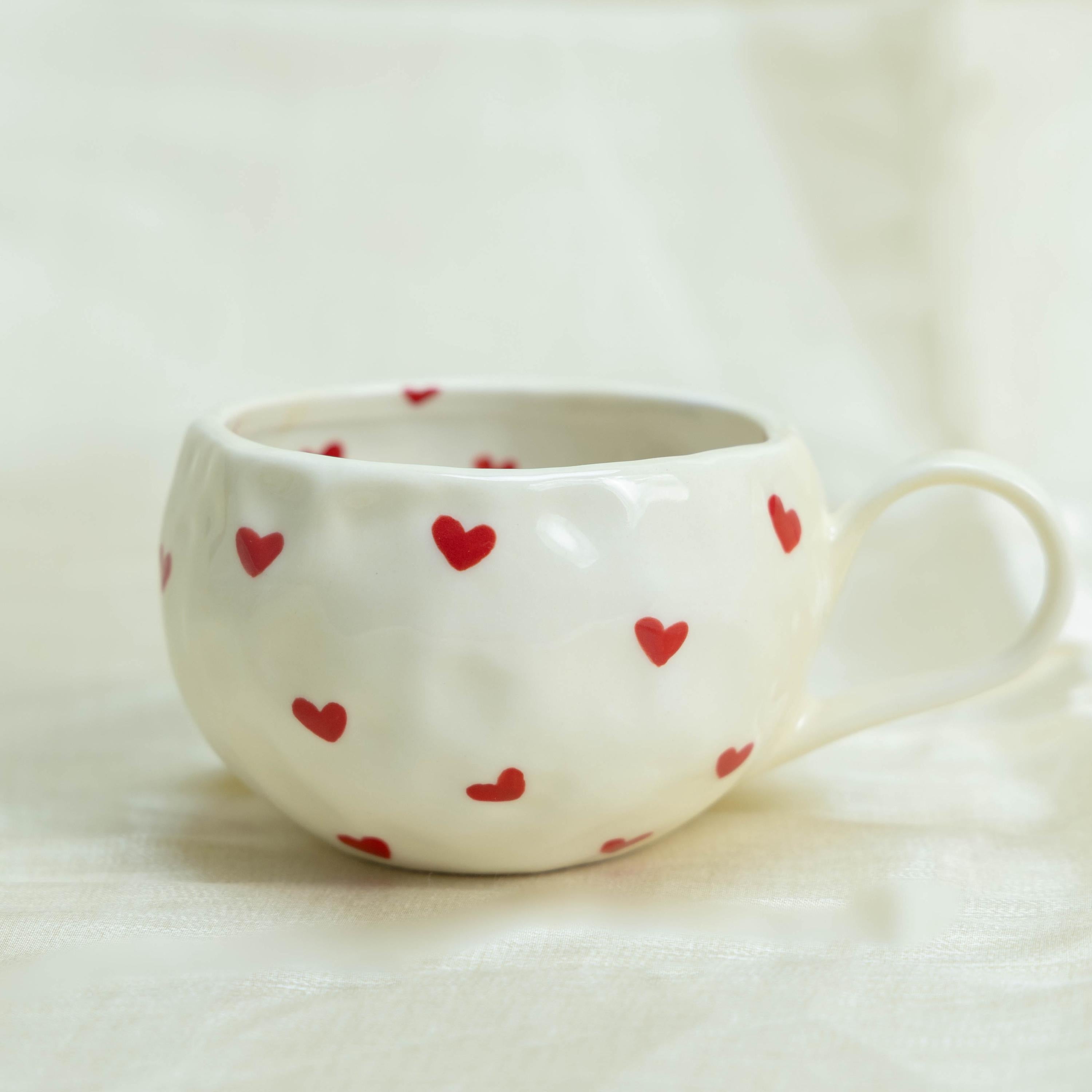 Custom Cute Pet Mug Handmade Personlized Pet inside Cute Paw Mug Handpainted Red Hearts Dog Mug Great Memorial  Gift for Cat Lover Y2K