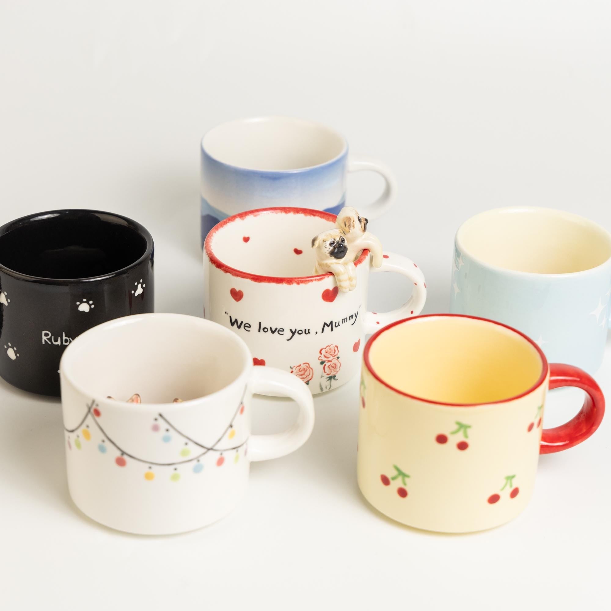 Custom Pet Mug Personalized Handmade Ceramic Dog Coffee Mug with Special Pattern Unique Cat Mug Birthday Gift for Pet Owner Fruit Cherry Mug