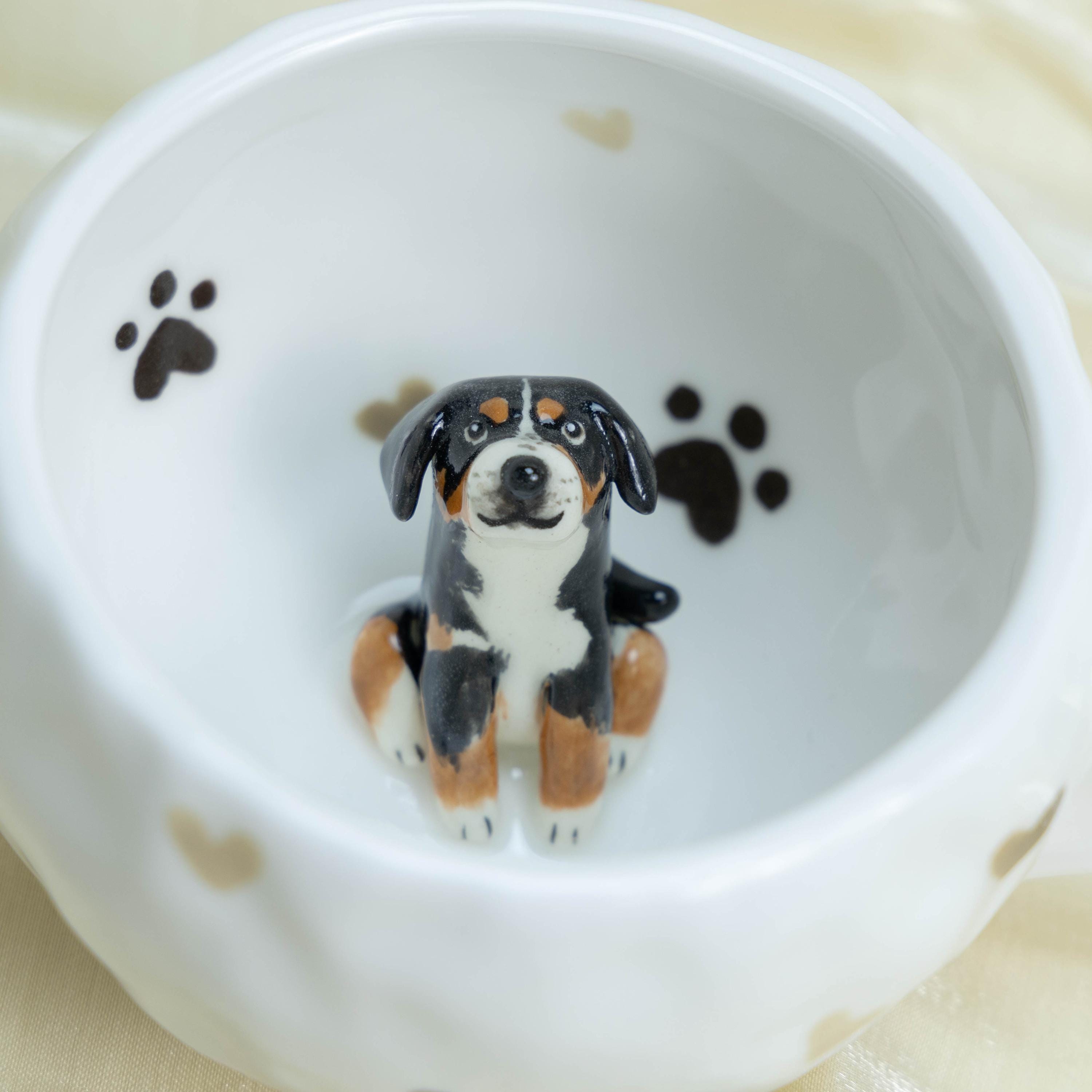 Custom Cute Pet Mug Handmade Personlized Pet inside Cute Paw Mug Handpainted Red Hearts Dog Mug Great Memorial  Gift for Cat Lover Y2K
