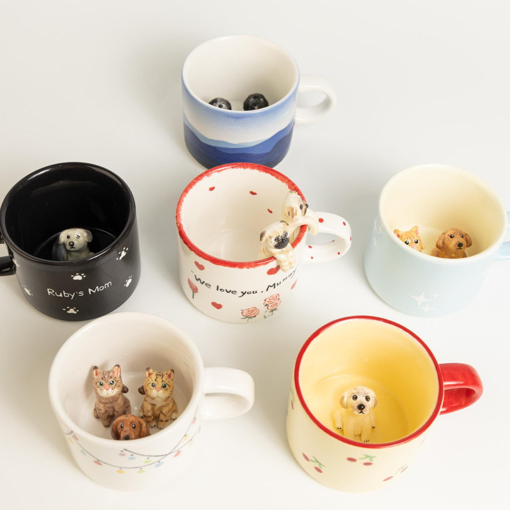 Custom Pet Mug Personalized Handmade Ceramic Dog Coffee Mug with Special Pattern Unique Cat Mug Birthday Gift for Pet Owner Fruit Cherry Mug