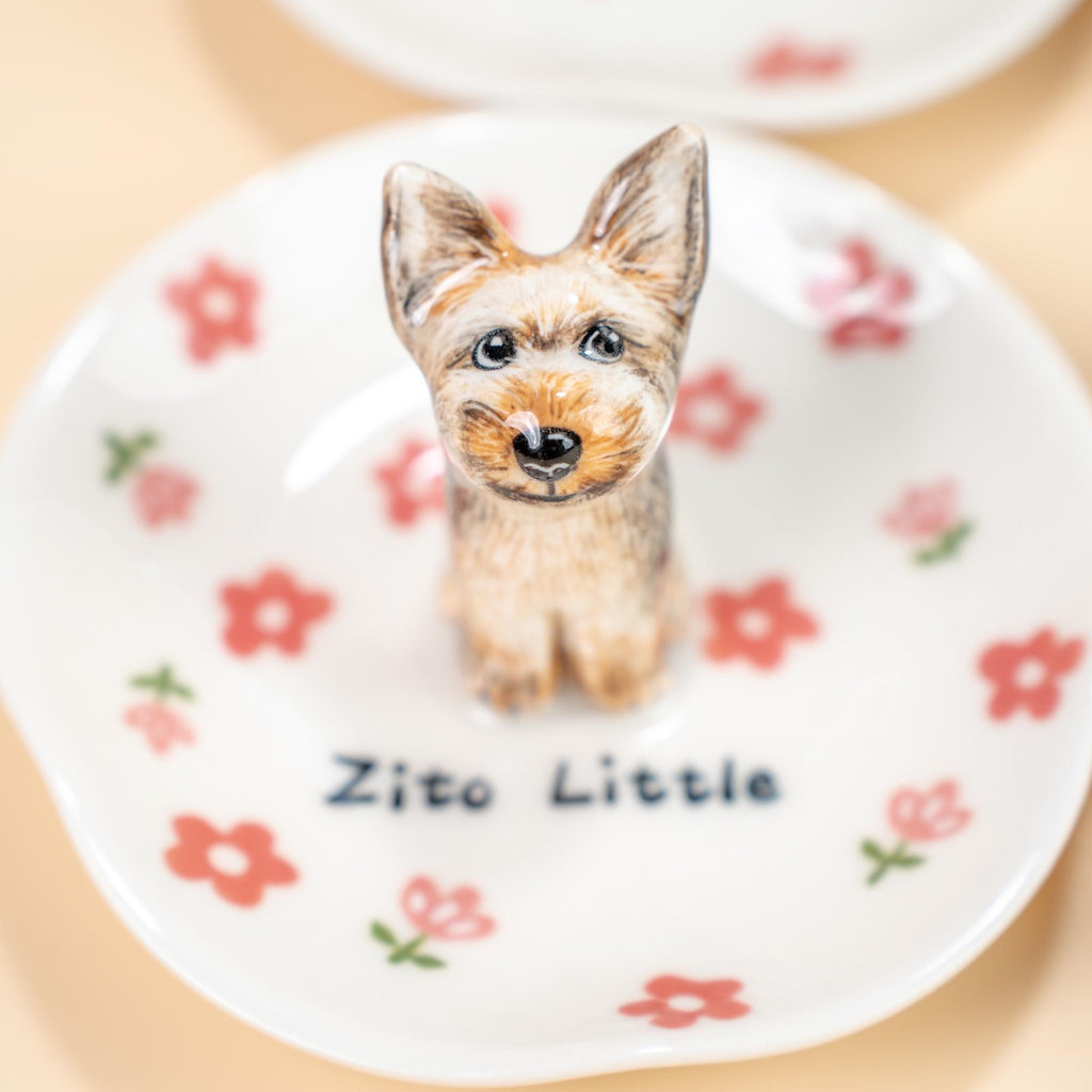 Custom Pet Ring Dish Personalized Fruit Sakura Cat Figurine Handmade Ceramic Cute Jewelry Holder Pet Lover Gift Unique Gift for Pet Lover