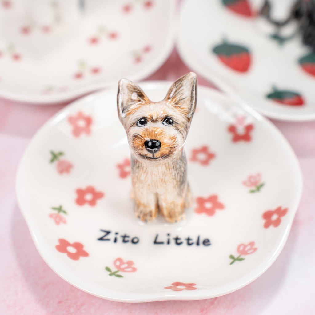 Custom Pet Ring Dish Personalized Fruit Sakura Cat Figurine Handmade Ceramic Cute Jewelry Holder Pet Lover Gift Unique Gift for Pet Lover