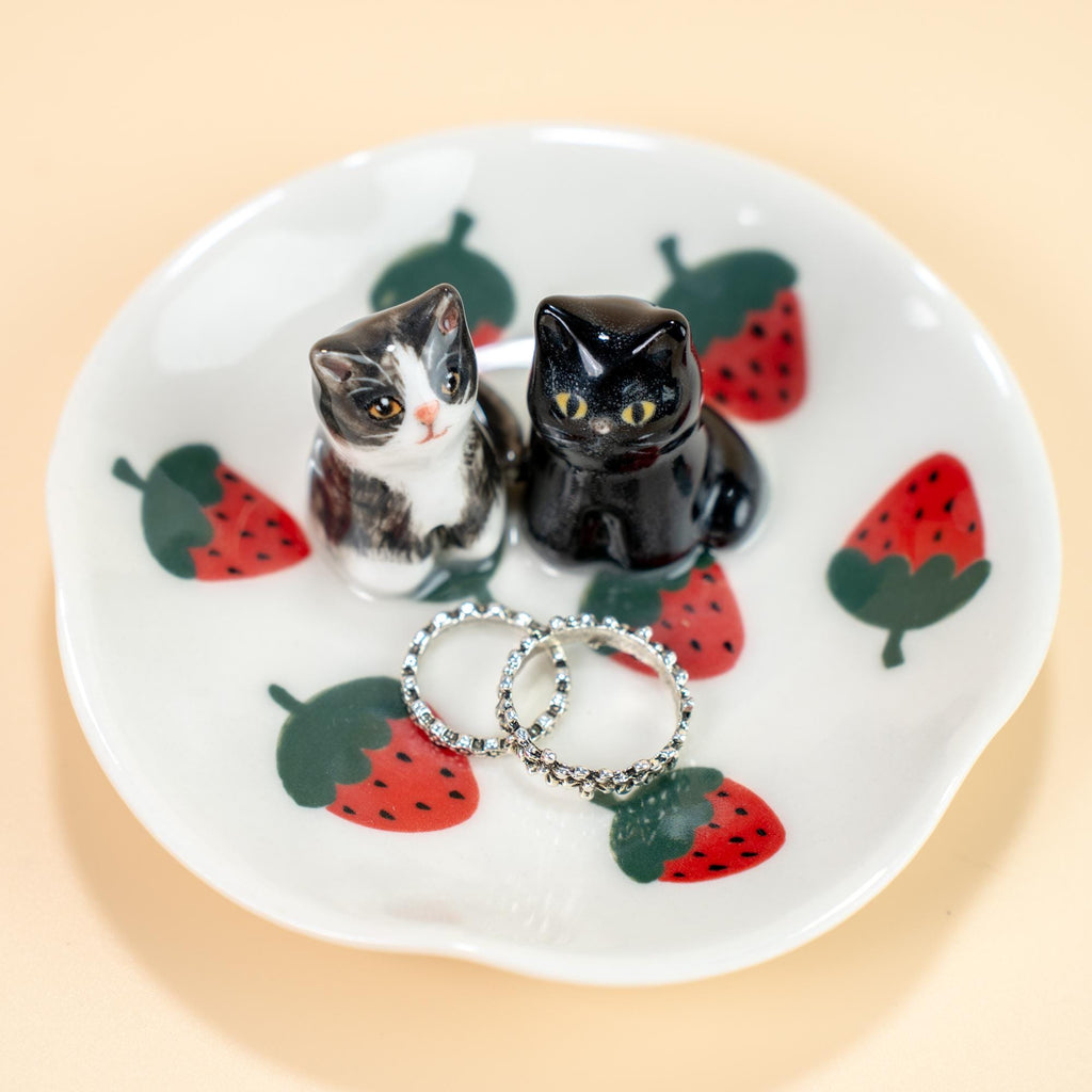 Custom Pet Ring Dish Personalized Fruit Sakura Cat Figurine Handmade Ceramic Cute Jewelry Holder Pet Lover Gift Unique Gift for Pet Lover
