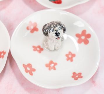 Custom Pet Ring Dish Personalized Fruit Sakura Cat Figurine Handmade Ceramic Cute Jewelry Holder Pet Lover Gift Unique Gift for Pet Lover