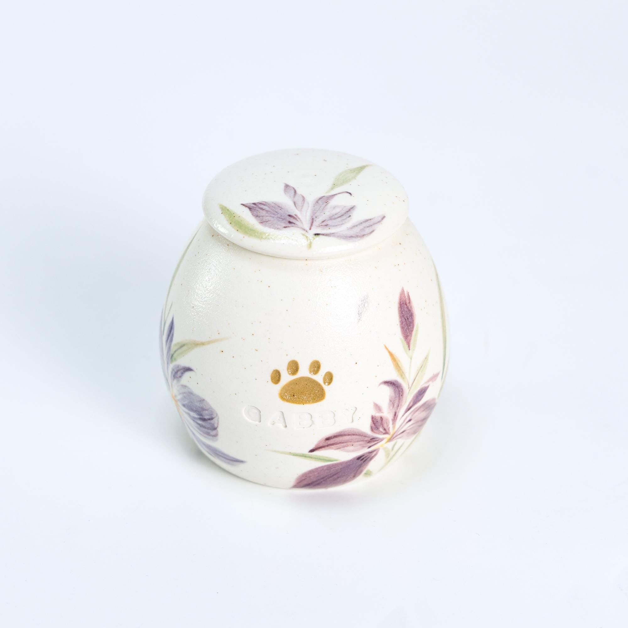 Custom Ceramic Pet Urn Personalized Handmade Foget me not cat urn Red Heart Dog Urn Paw Floral Memorial Pottery Urn for Ashes Unique Pet Urn