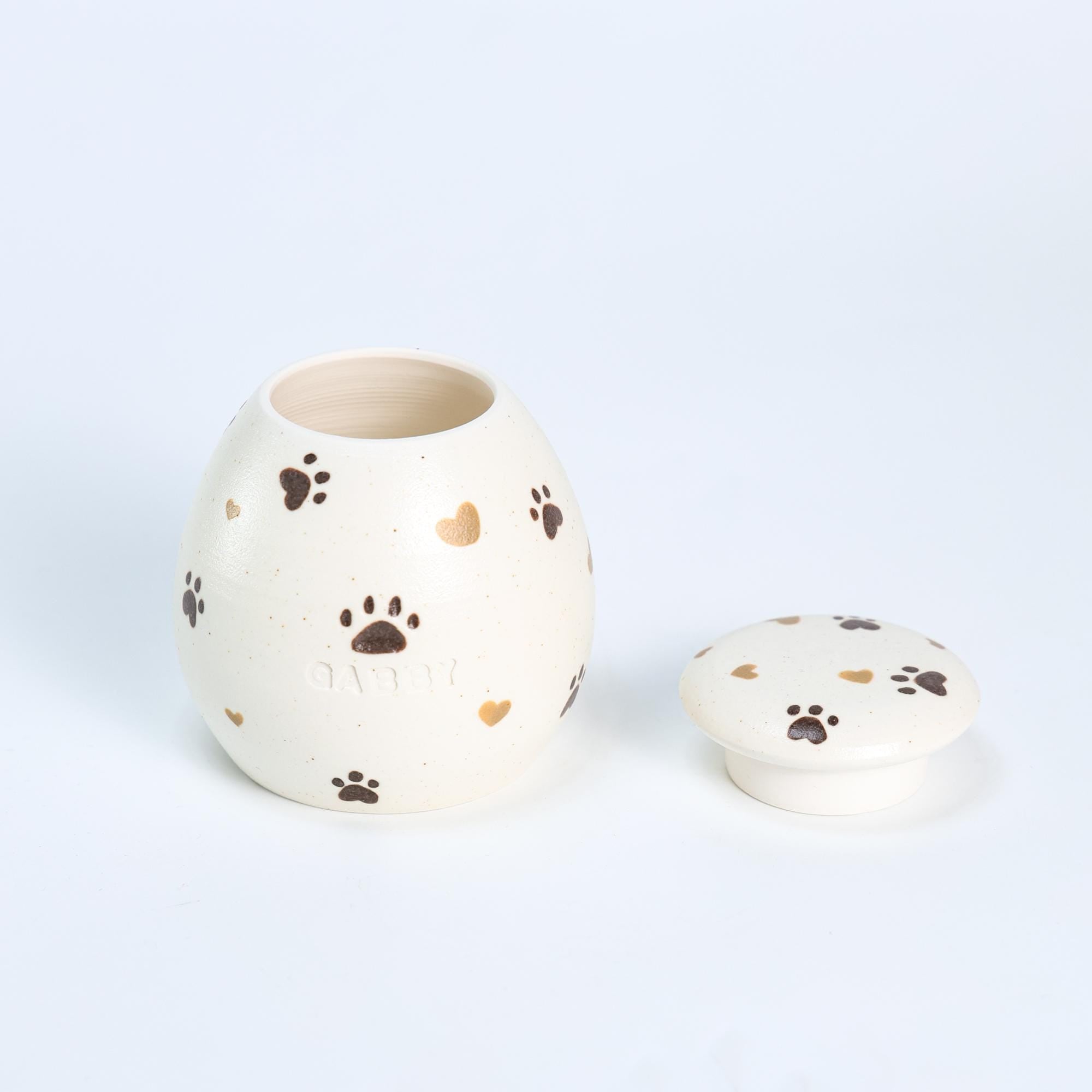 Custom Ceramic Pet Urn Personalized Handmade Foget me not cat urn Red Heart Dog Urn Paw Floral Memorial Pottery Urn for Ashes Unique Pet Urn