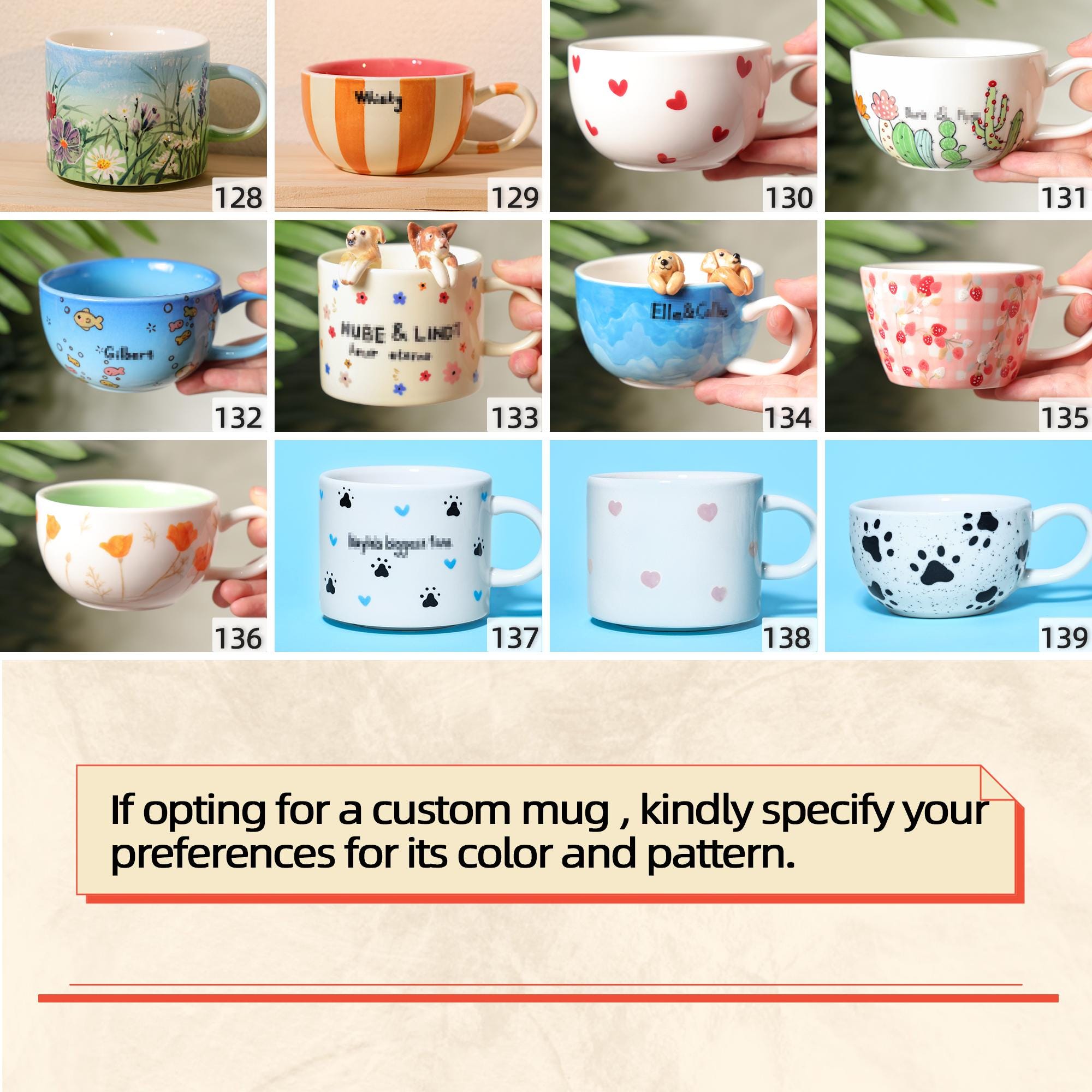 139 Designs Custom Pet Mug Personalized Handmade Ceramic Cat Dog Hidden inside Coffee Mug Cute Figurine Colorful Ceramic Cup Gift for Lover