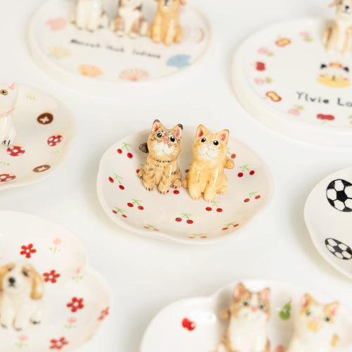 22 Patterns Custom Pet Ceramic Ring Dish Personalized Cat Figurine Ceramic Jewelry Holder Dog Lover Handmade Pet Lover Gift Trinket Dish