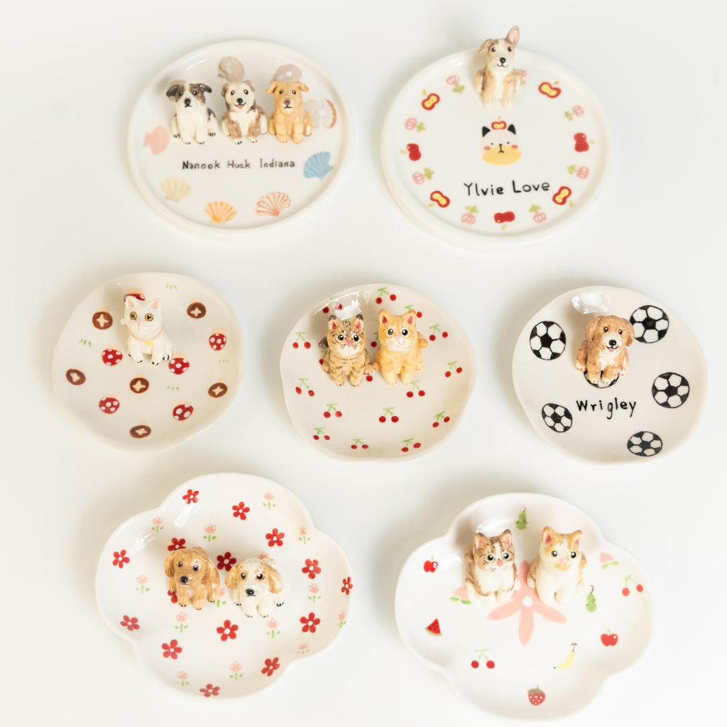 22 Patterns Custom Pet Ceramic Ring Dish Personalized Cat Figurine Ceramic Jewelry Holder Dog Lover Handmade Pet Lover Gift Trinket Dish