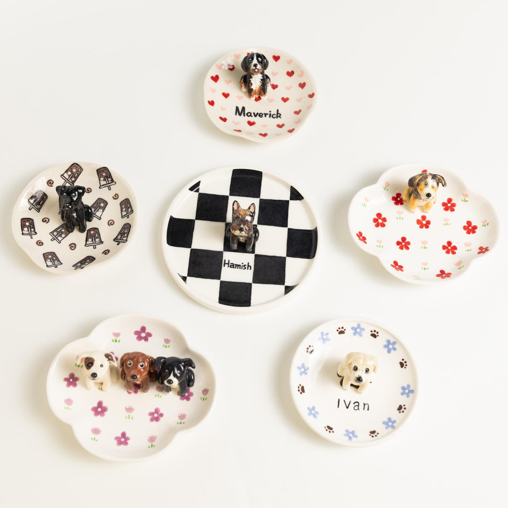 22 Patterns Custom Pet Ceramic Ring Dish Personalized Cat Figurine Ceramic Jewelry Holder Dog Lover Handmade Pet Lover Gift Trinket Dish