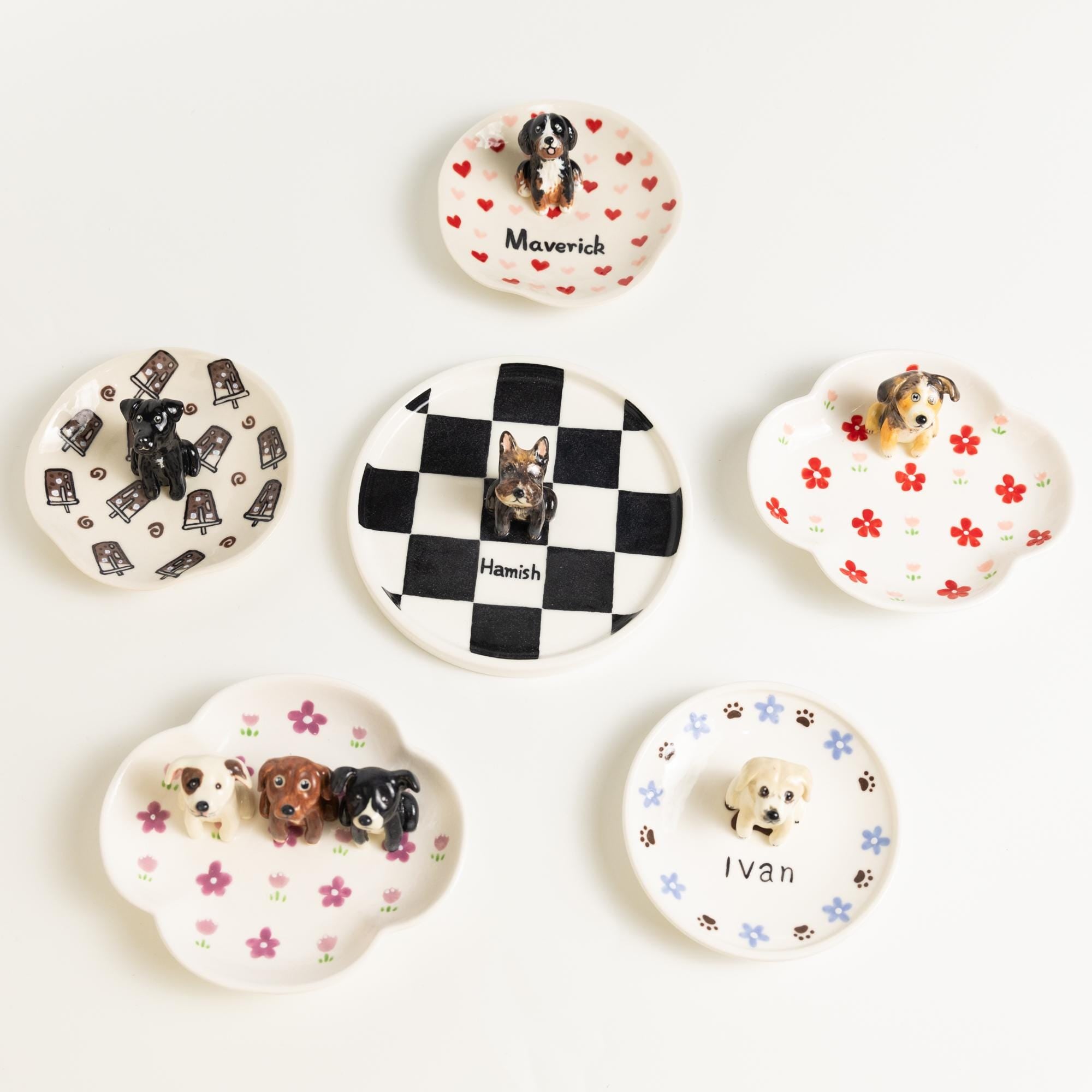 22 Patterns Custom Pet Ceramic Ring Dish Personalized Cat Figurine Ceramic Jewelry Holder Dog Lover Handmade Pet Lover Gift Trinket Dish