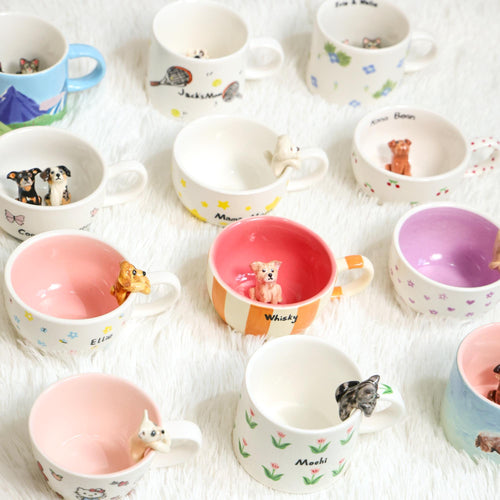 139 Designs Custom Pet Mug Personalized Handmade Ceramic Cat Dog Hidden inside Coffee Mug Cute Figurine Colorful Ceramic Cup Gift for Lover