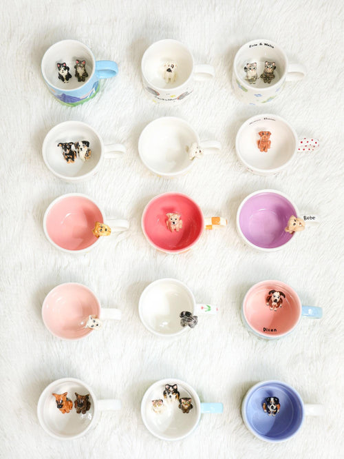 139 Designs Custom Pet Mug Personalized Handmade Ceramic Cat Dog Hidden inside Coffee Mug Cute Figurine Colorful Ceramic Cup Gift for Lover