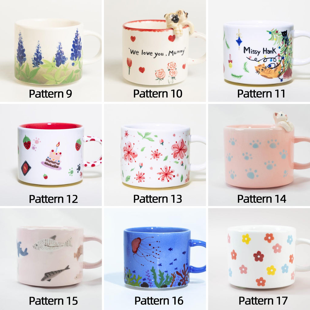 67 Patterns Custom 350ml Pet Mug Handmade Ceramic Coffee Mug Colorful Personalized Cat Mug Birthday Gift for Pet Owner Family Unique Dog Mug