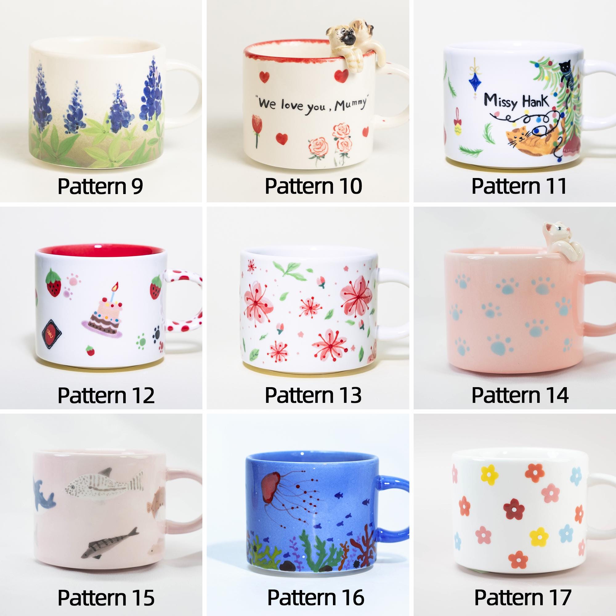 67 Patterns Custom 350ml Pet Mug Handmade Ceramic Coffee Mug Colorful Personalized Cat Mug Birthday Gift for Pet Owner Family Unique Dog Mug