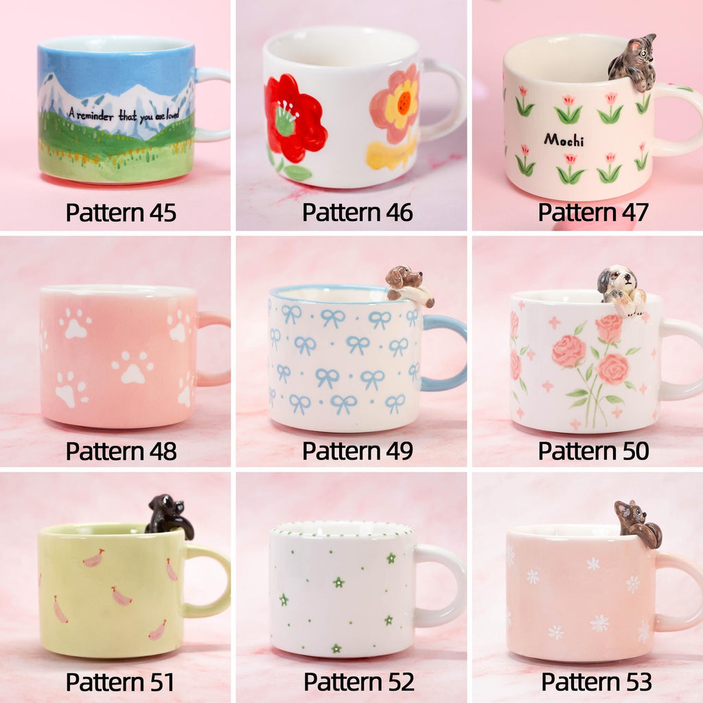 67 Patterns Custom 350ml Pet Mug Handmade Ceramic Coffee Mug Colorful Personalized Cat Mug Birthday Gift for Pet Owner Family Unique Dog Mug