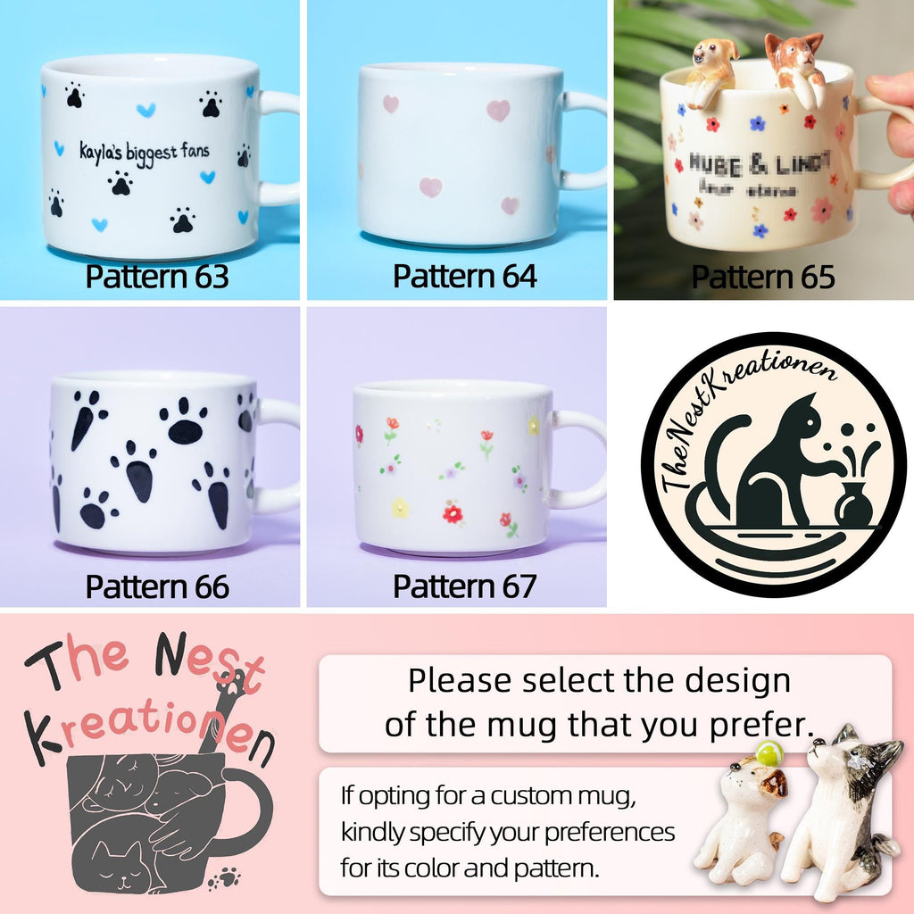 67 Patterns Custom 350ml Pet Mug Handmade Ceramic Coffee Mug Colorful Personalized Cat Mug Birthday Gift for Pet Owner Family Unique Dog Mug