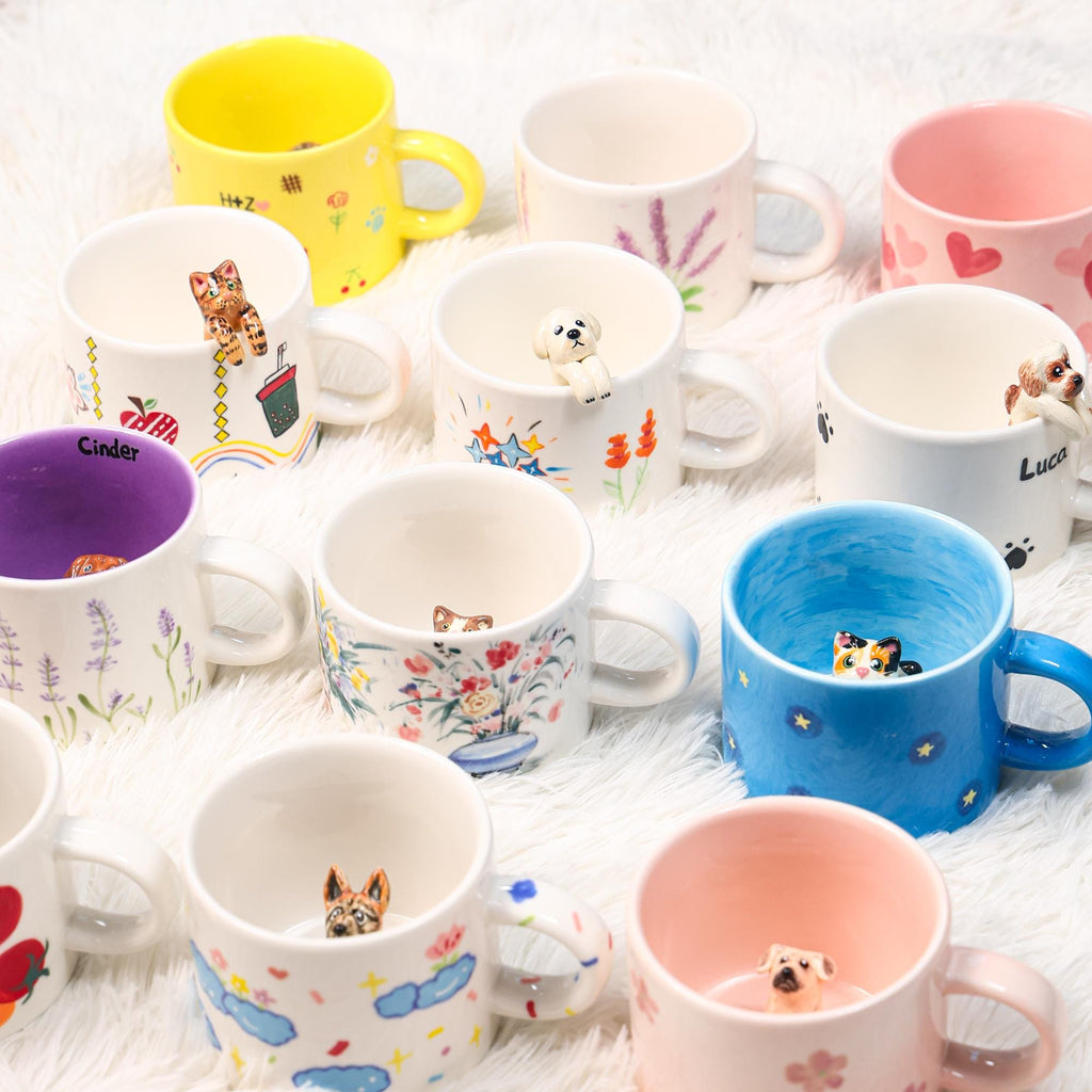 67 Patterns Custom 350ml Pet Mug Handmade Ceramic Coffee Mug Colorful Personalized Cat Mug Birthday Gift for Pet Owner Family Unique Dog Mug