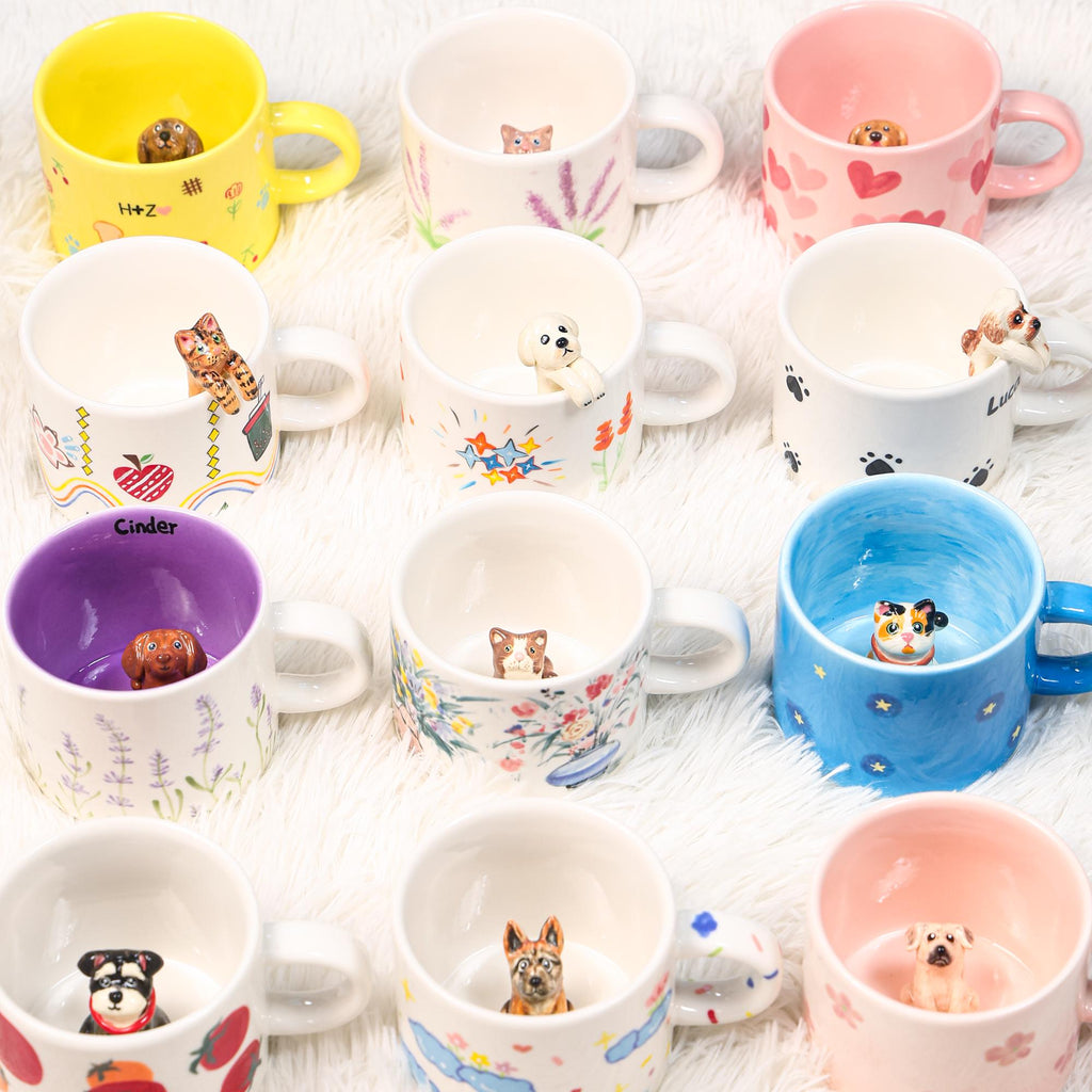 67 Patterns Custom 350ml Pet Mug Handmade Ceramic Coffee Mug Colorful Personalized Cat Mug Birthday Gift for Pet Owner Family Unique Dog Mug