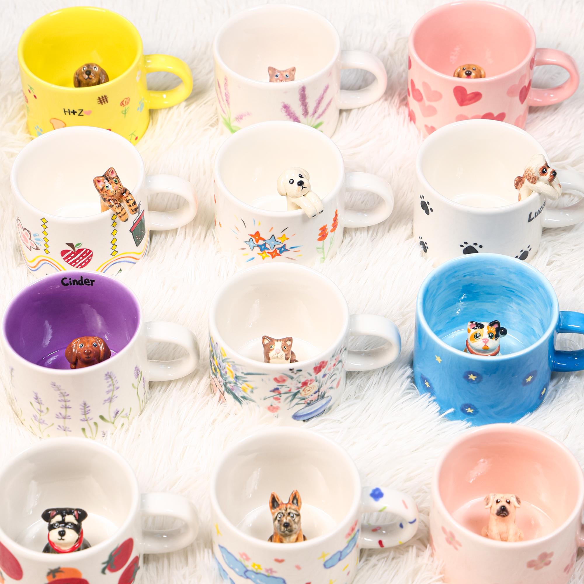 67 Patterns Custom 350ml Pet Mug Handmade Ceramic Coffee Mug Colorful Personalized Cat Mug Birthday Gift for Pet Owner Family Unique Dog Mug