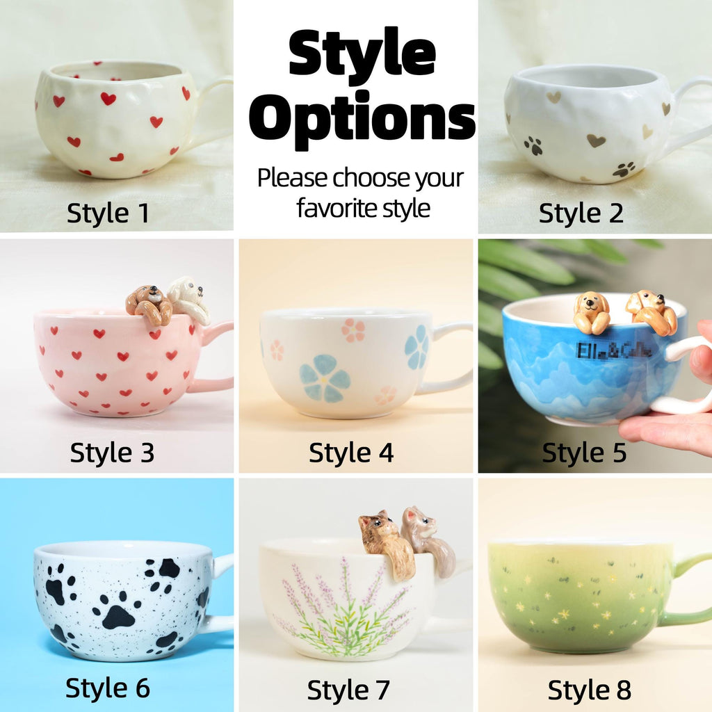 52 Style Custom 250ml Pet Handmade Coffee Mug Personalized Cat Mug Birthday Gift for Pet Owner Family Gift Cute Dog Puppy Cappuccino Mug Y2K
