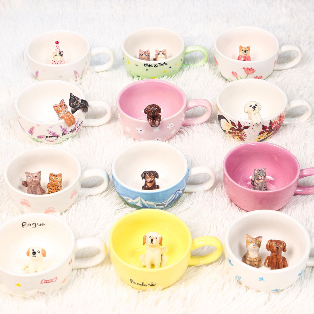 52 Style Custom 250ml Pet Handmade Coffee Mug Personalized Cat Mug Birthday Gift for Pet Owner Family Gift Cute Dog Puppy Cappuccino Mug Y2K