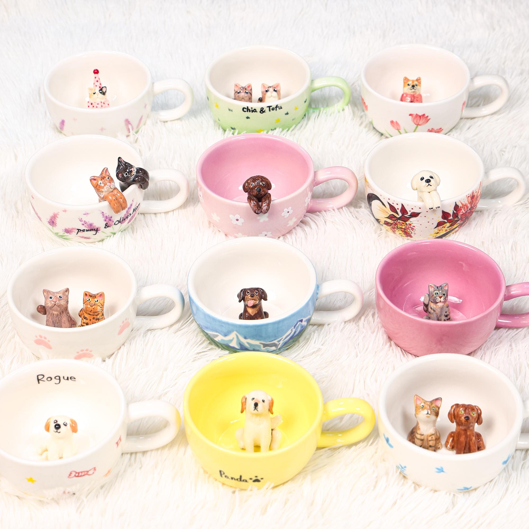 52 Style Custom 250ml Pet Handmade Coffee Mug Personalized Cat Mug Birthday Gift for Pet Owner Family Gift Cute Dog Puppy Cappuccino Mug Y2K