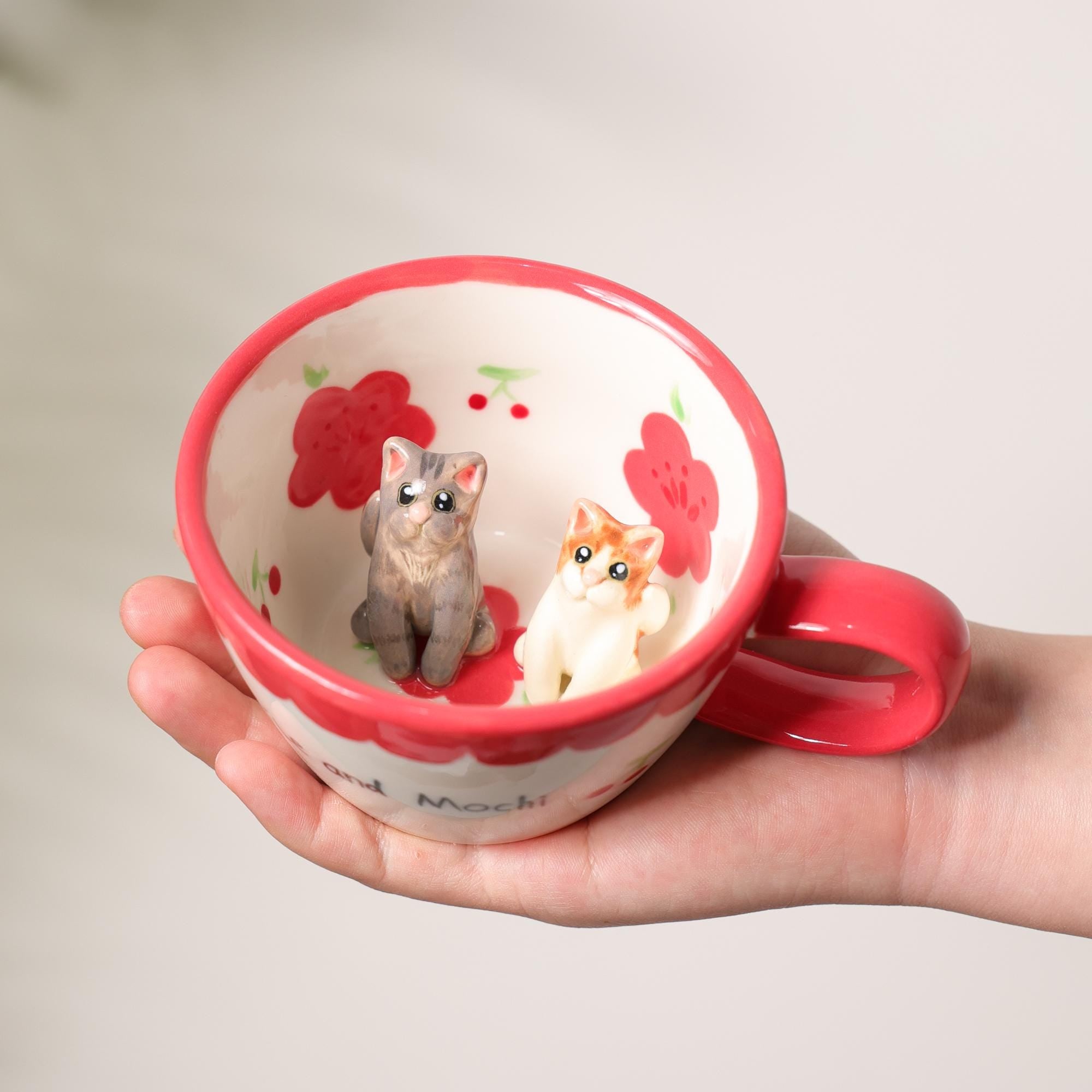 Custom Pet Mug Minimalist Coffee Cup Personalized Your Beloved Pet Ceramic Handmade Cat Inside Floral Tea Mug Pre-order Pottery Dog Cup Y2K