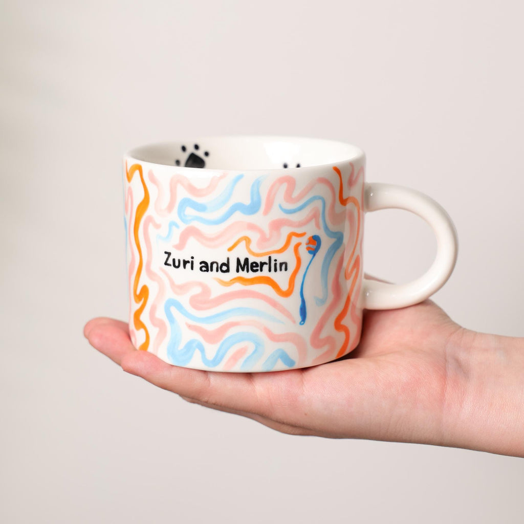 Custom Pet Mug Minimalist Coffee Cup Personalized Your Beloved Pet Ceramic Handmade Cat Inside Floral Tea Mug Pre-order Pottery Dog Cup Y2K