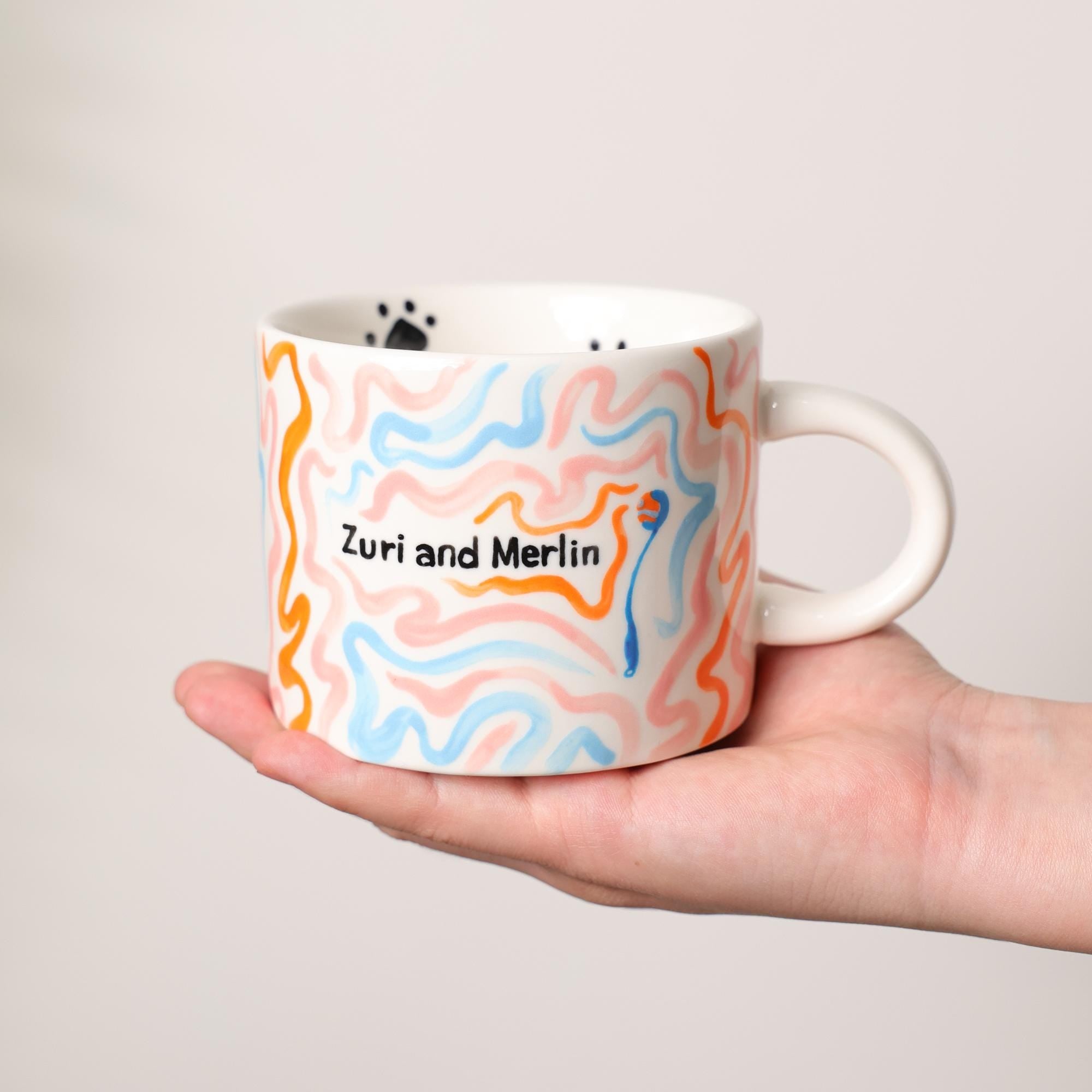 Custom Pet Mug Minimalist Coffee Cup Personalized Your Beloved Pet Ceramic Handmade Cat Inside Floral Tea Mug Pre-order Pottery Dog Cup Y2K