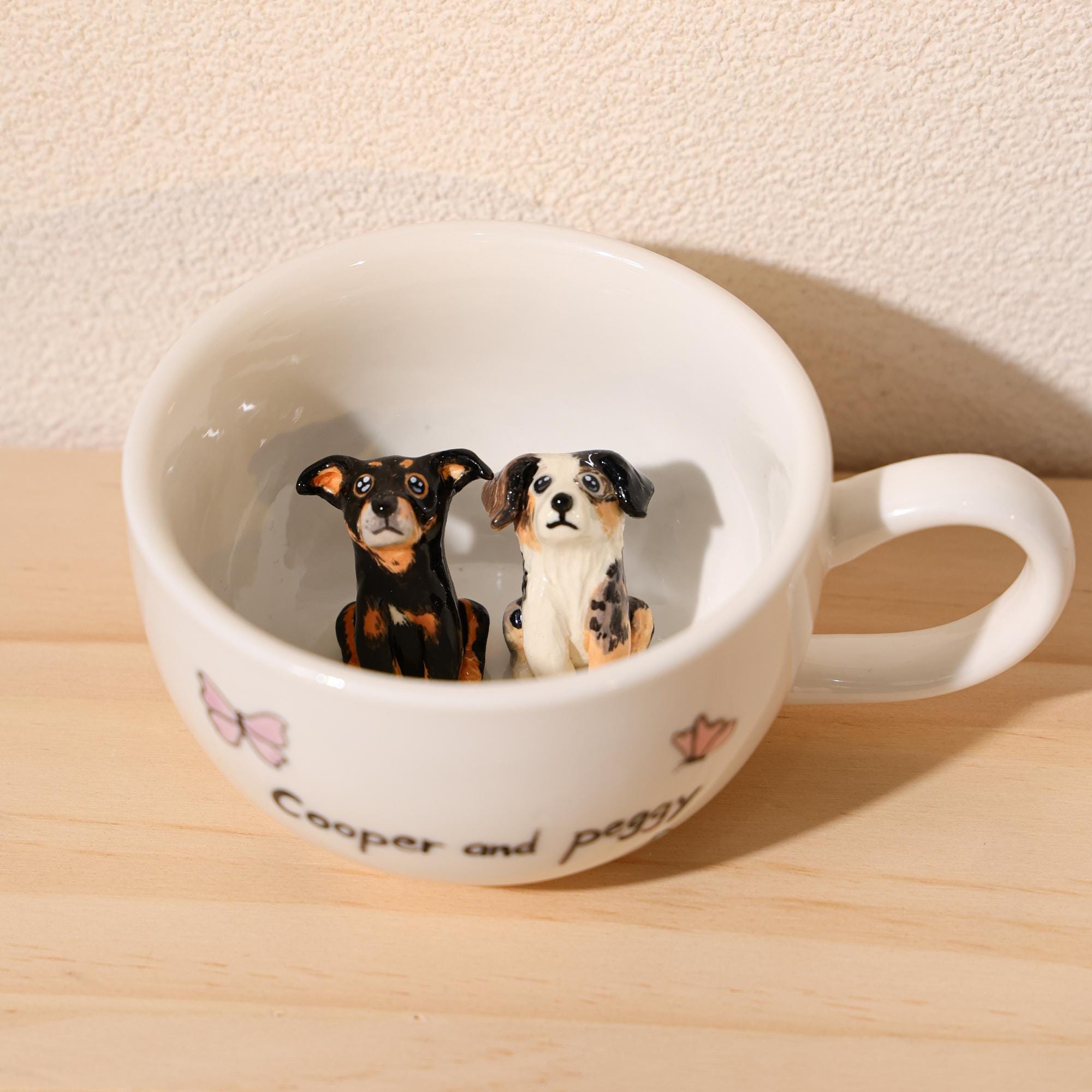Custom Pet Mug Handmade Ceramic Coffee Mug Personalized Handpainted Cute Dog Cappuccino Mug Hidden Animal Mug peekaboo mug Pet lover Gift