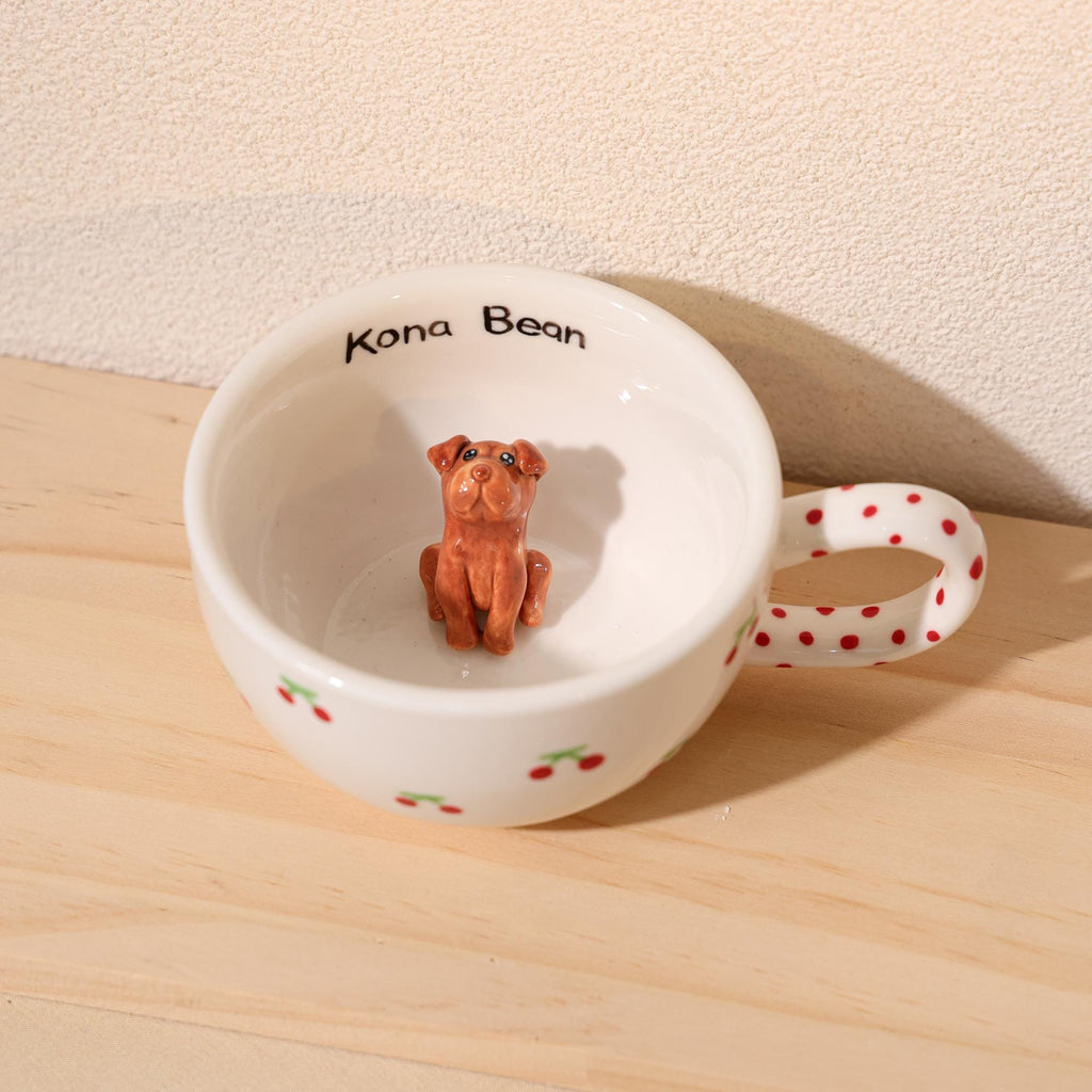 Custom Pet Mug Handmade Ceramic Coffee Mug Personalized Handpainted Cute Dog Cappuccino Mug Hidden Animal Mug peekaboo mug Pet lover Gift