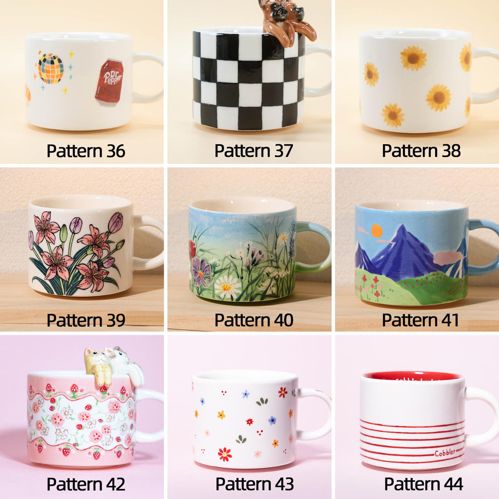 67 Patterns Custom 350ml Pet Mug Handmade Ceramic Coffee Mug Colorful Personalized Cat Mug Birthday Gift for Pet Owner Family Unique Dog Mug