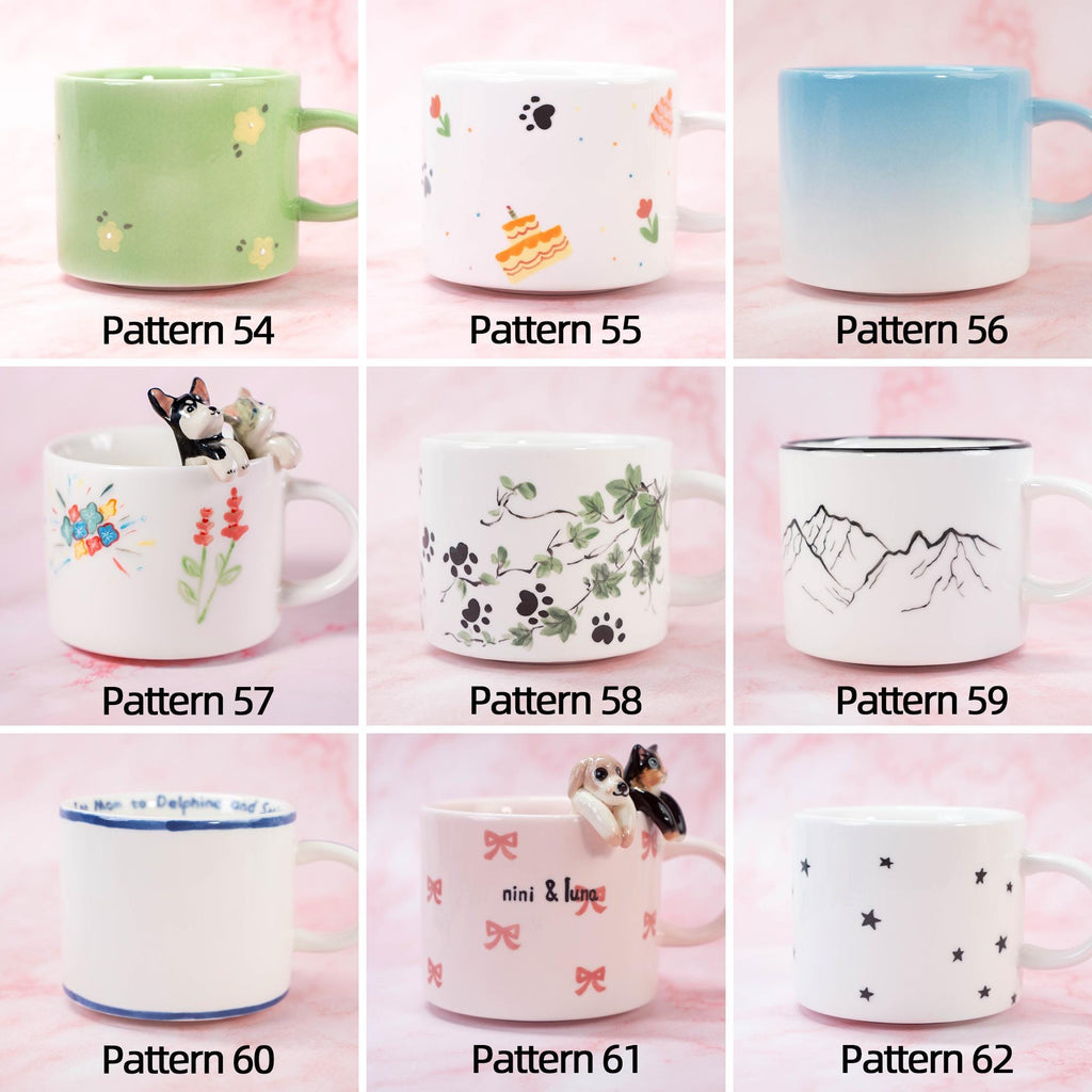 67 Patterns Custom 350ml Pet Mug Handmade Ceramic Coffee Mug Colorful Personalized Cat Mug Birthday Gift for Pet Owner Family Unique Dog Mug