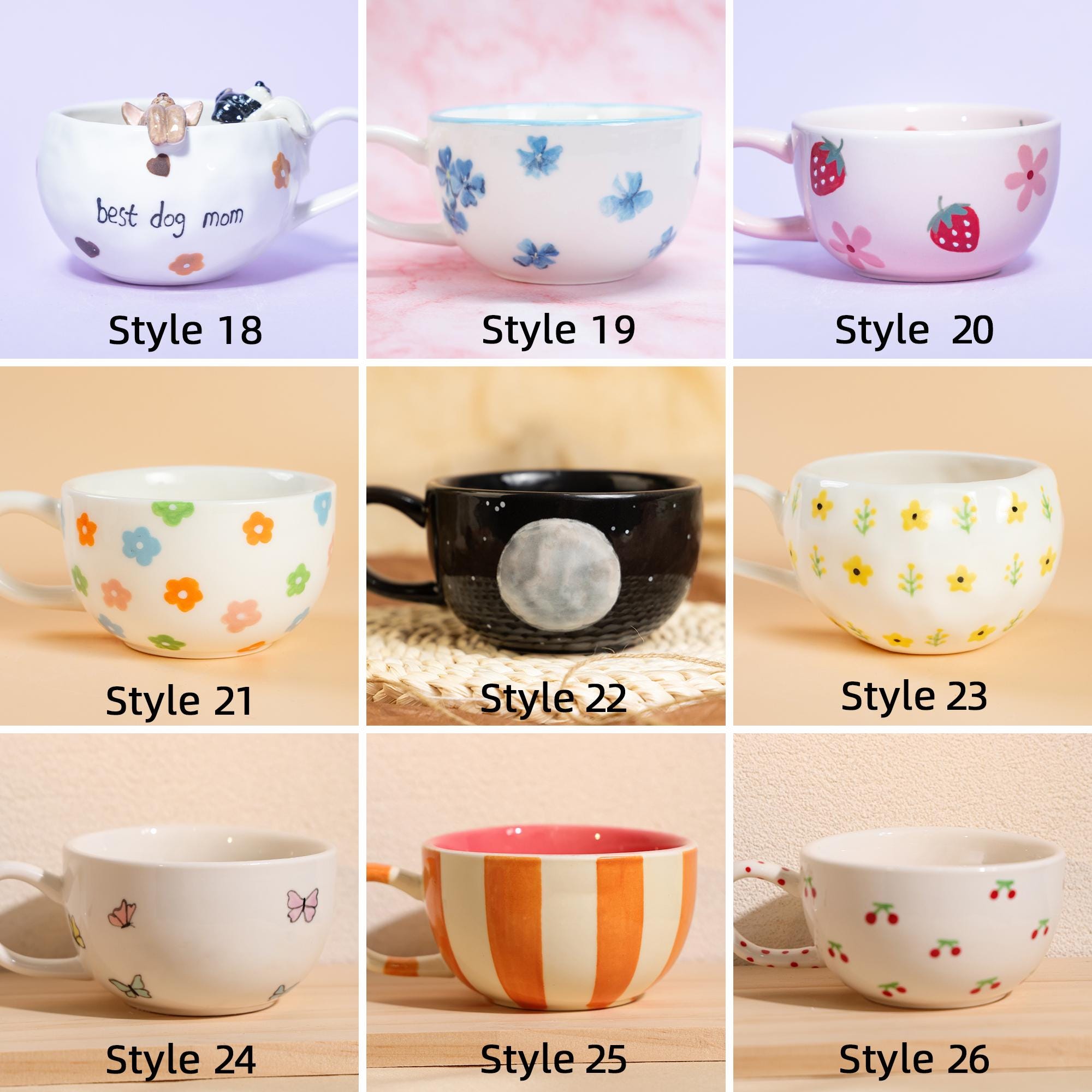 52 Style Custom 250ml Pet Handmade Coffee Mug Personalized Cat Mug Birthday Gift for Pet Owner Family Gift Cute Dog Puppy Cappuccino Mug Y2K