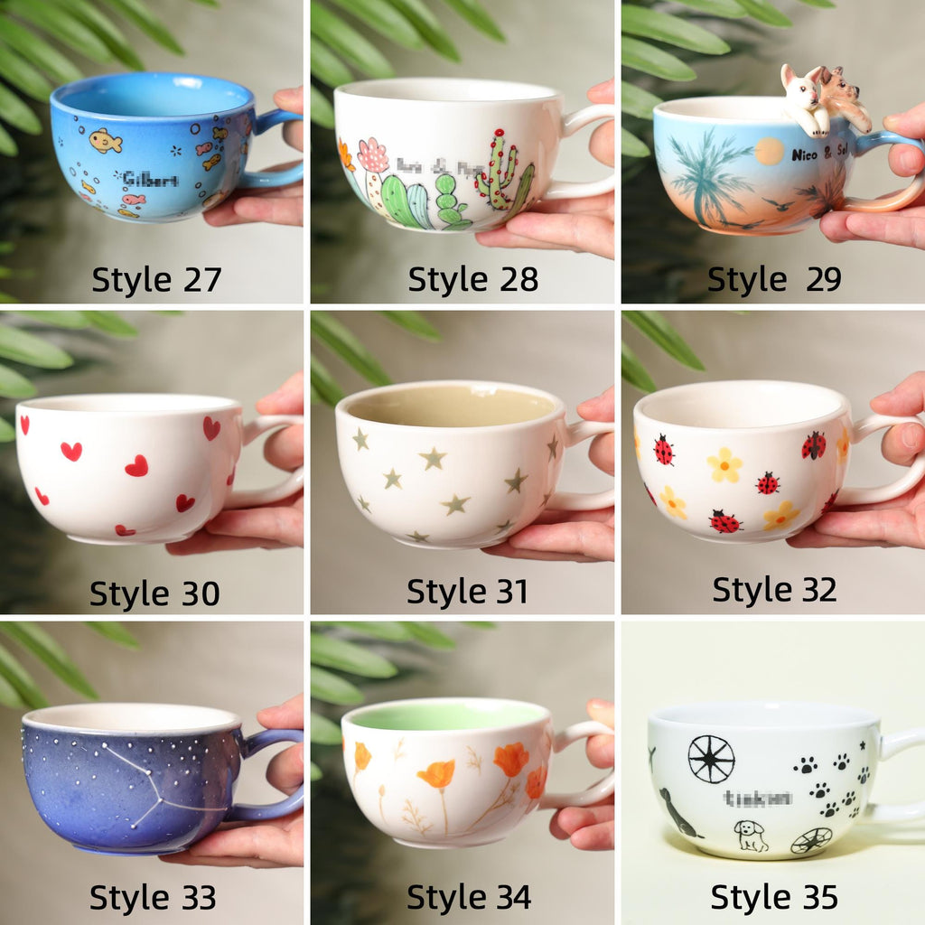 52 Style Custom 250ml Pet Handmade Coffee Mug Personalized Cat Mug Birthday Gift for Pet Owner Family Gift Cute Dog Puppy Cappuccino Mug Y2K