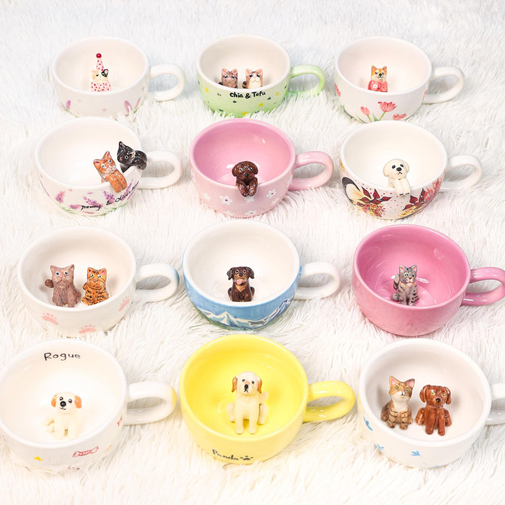 52 Style Custom 250ml Pet Handmade Coffee Mug Personalized Cat Mug Birthday Gift for Pet Owner Family Gift Cute Dog Puppy Cappuccino Mug Y2K