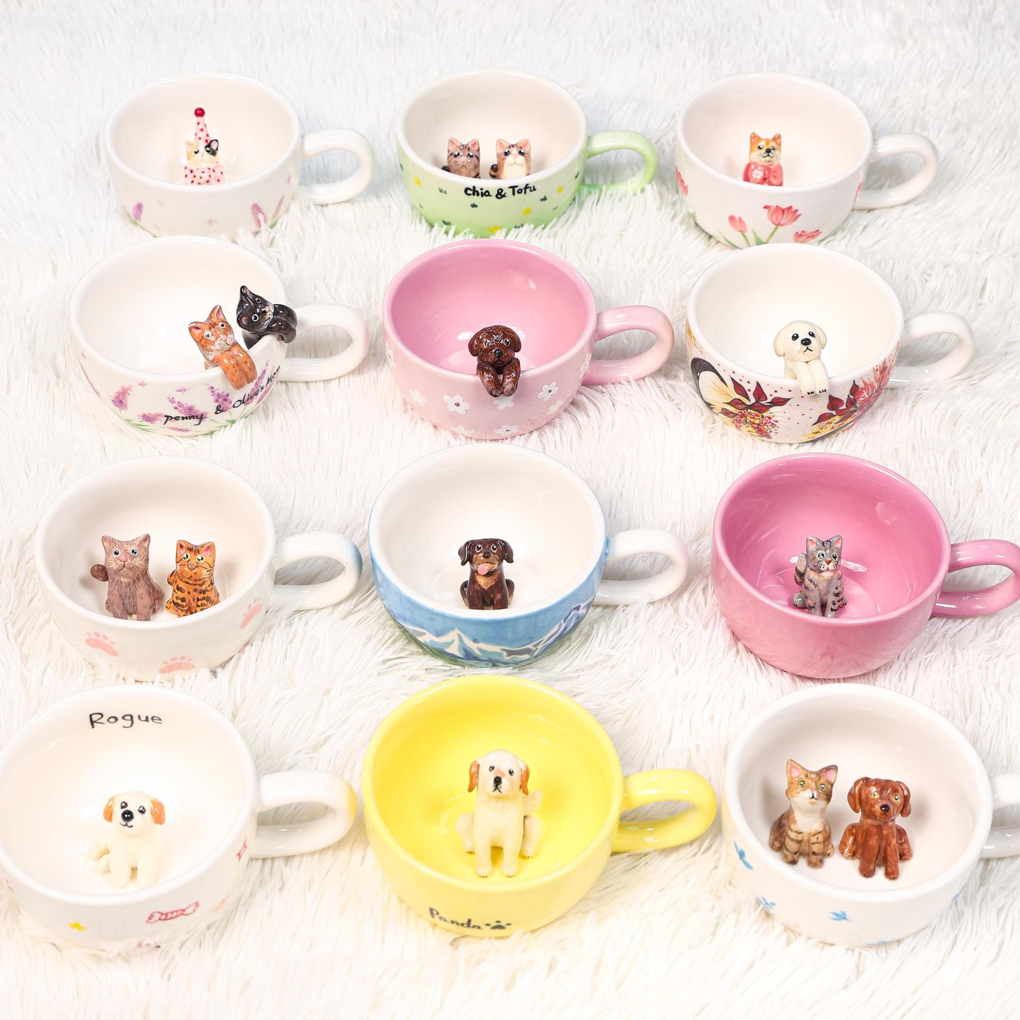 52 Style Custom 250ml Pet Handmade Coffee Mug Personalized Cat Mug Birthday Gift for Pet Owner Family Gift Cute Dog Puppy Cappuccino Mug Y2K