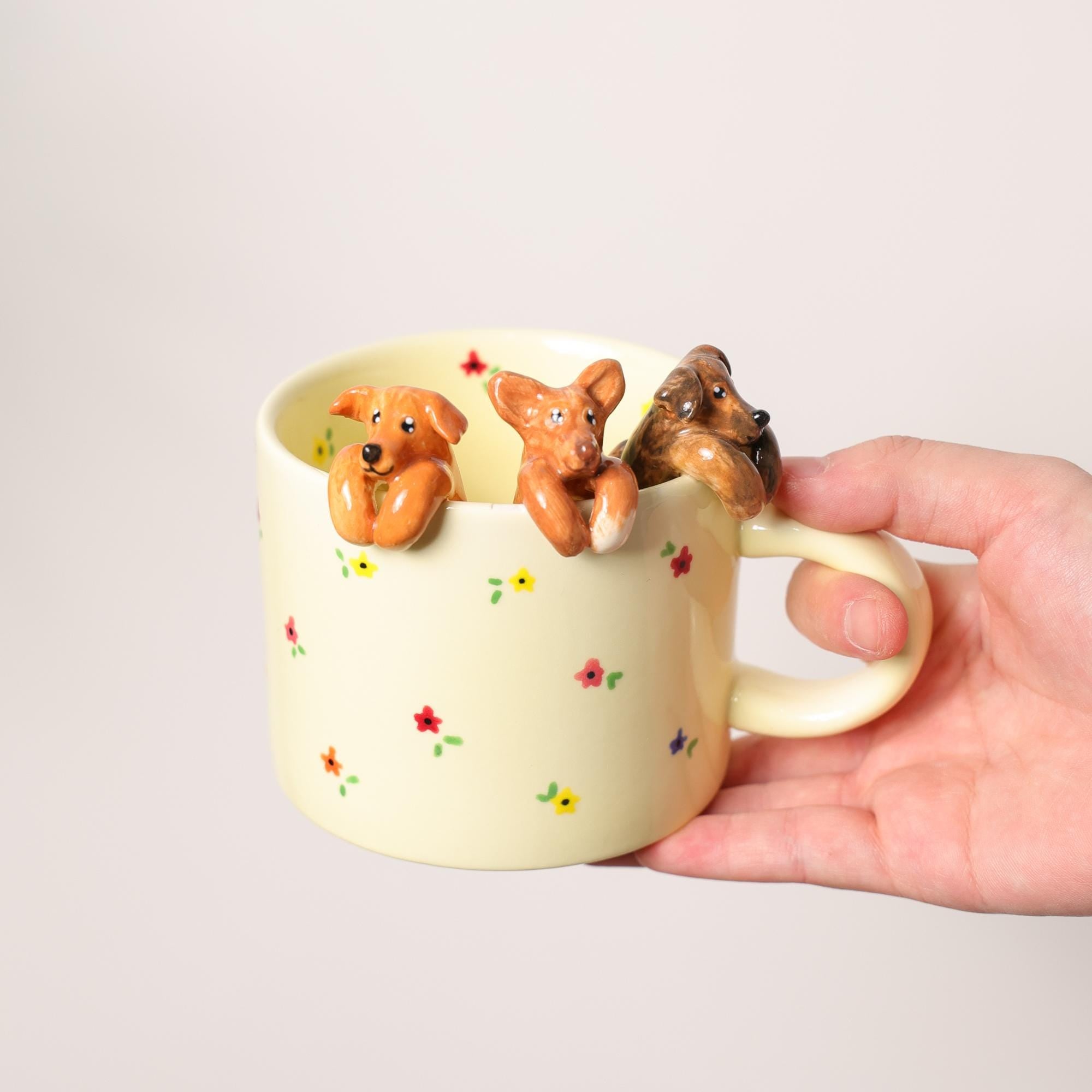 Custom Pet Mug Minimalist Coffee Cup Personalized Your Beloved Pet Ceramic Handmade Cat Inside Floral Tea Mug Pre-order Pottery Dog Cup Y2K