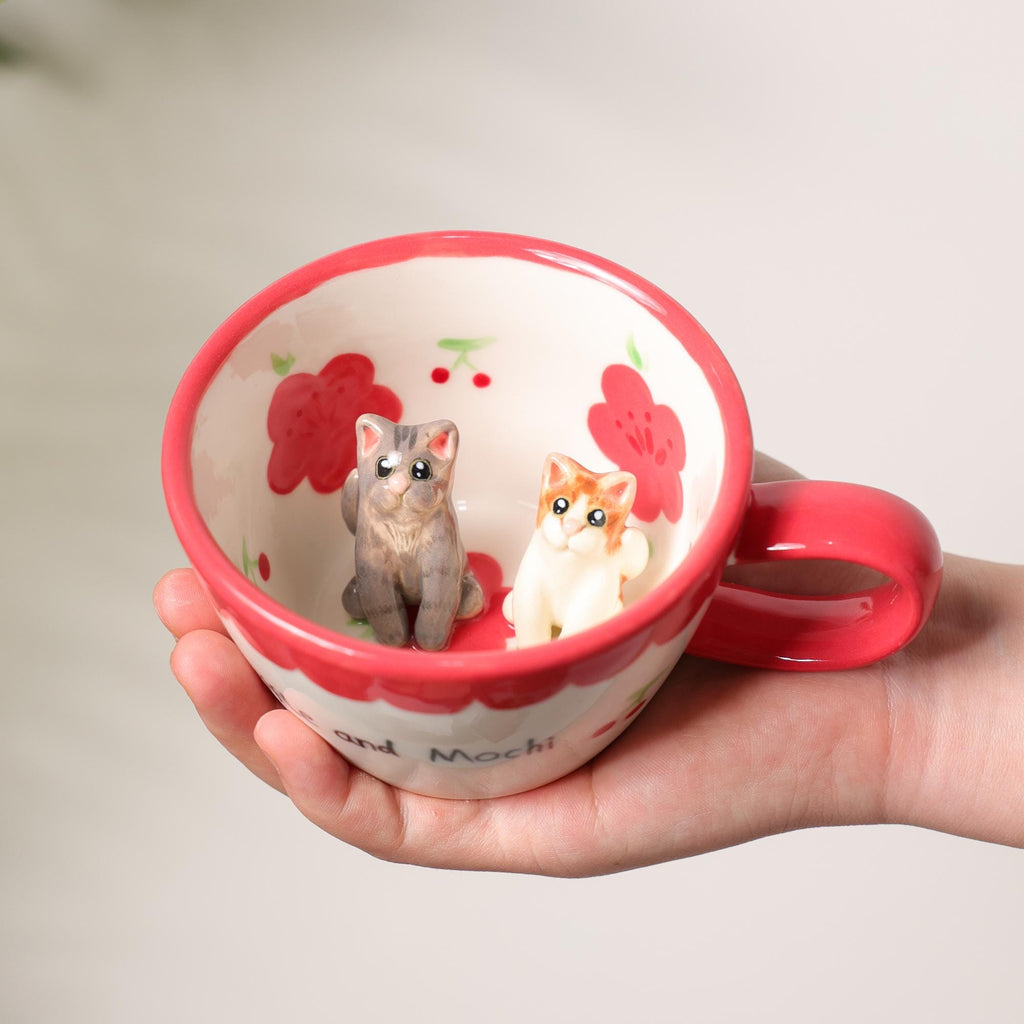 Custom Pet Mug Minimalist Coffee Cup Personalized Your Beloved Pet Ceramic Handmade Cat Inside Floral Tea Mug Pre-order Pottery Dog Cup Y2K
