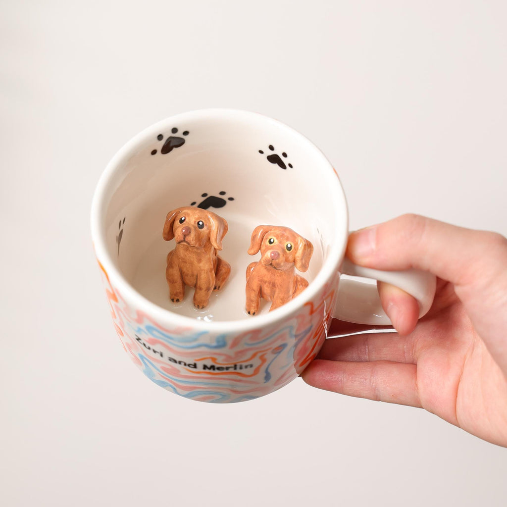 Custom Pet Mug Minimalist Coffee Cup Personalized Your Beloved Pet Ceramic Handmade Cat Inside Floral Tea Mug Pre-order Pottery Dog Cup Y2K